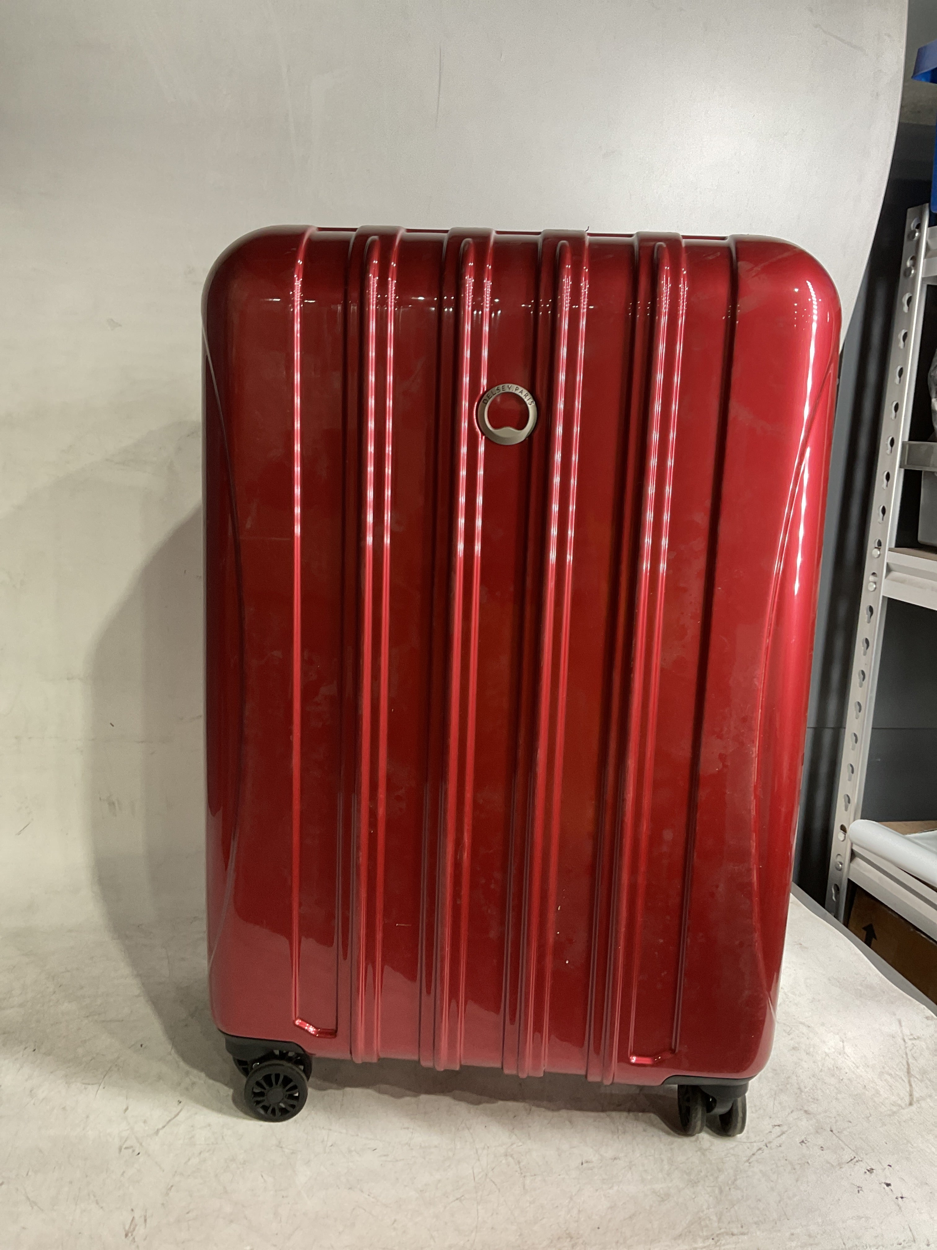 DELSEY Paris Helium Aero Hardside Expandable Luggage with Spinner Wheels ( Brick Red , Checked-Medium 25 Inch ) Brick Red Checked Medium 25 Inch U4