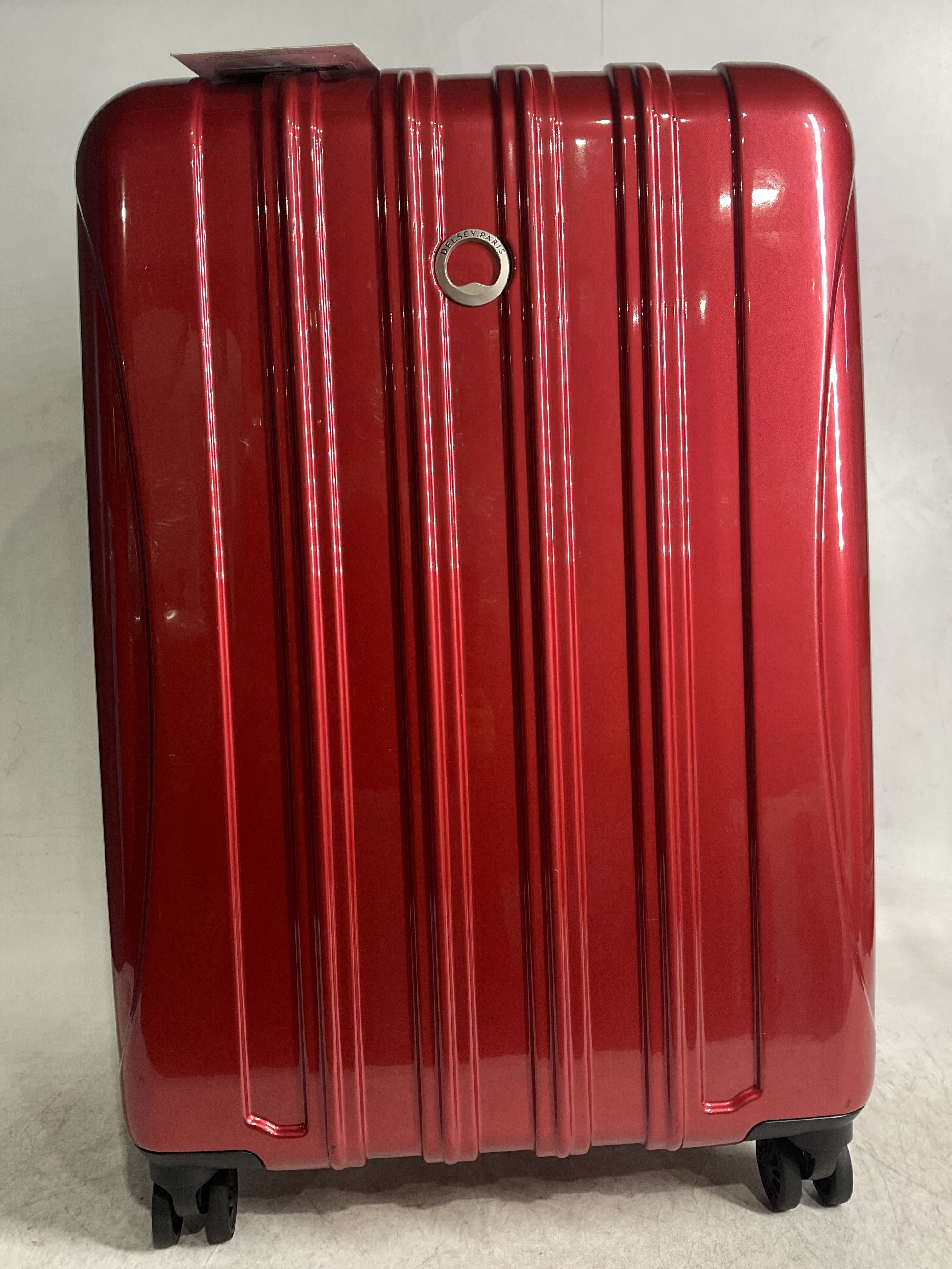 DELSEY Paris Helium Aero Hardside Expandable Luggage with Spinner Wheels ( Brick Red , Checked-Medium 25 Inch ) Brick Red Checked Medium 25 Inch U9