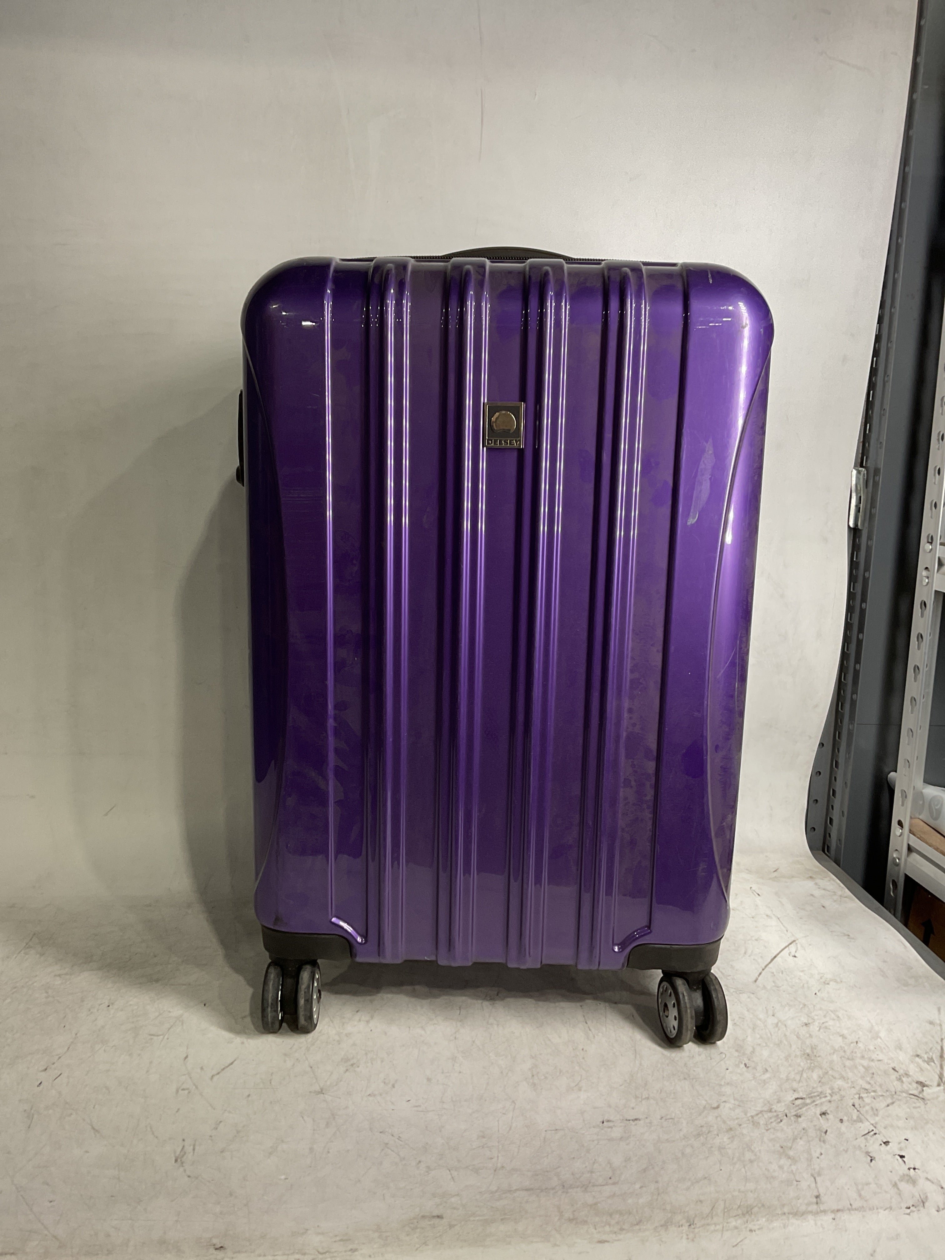 DELSEY Paris Helium Aero Hardside Expandable Luggage with Spinner Wheels ( Purple , Checked-Medium 24 Inch ) Purple Checked Medium 24 Inch U1
