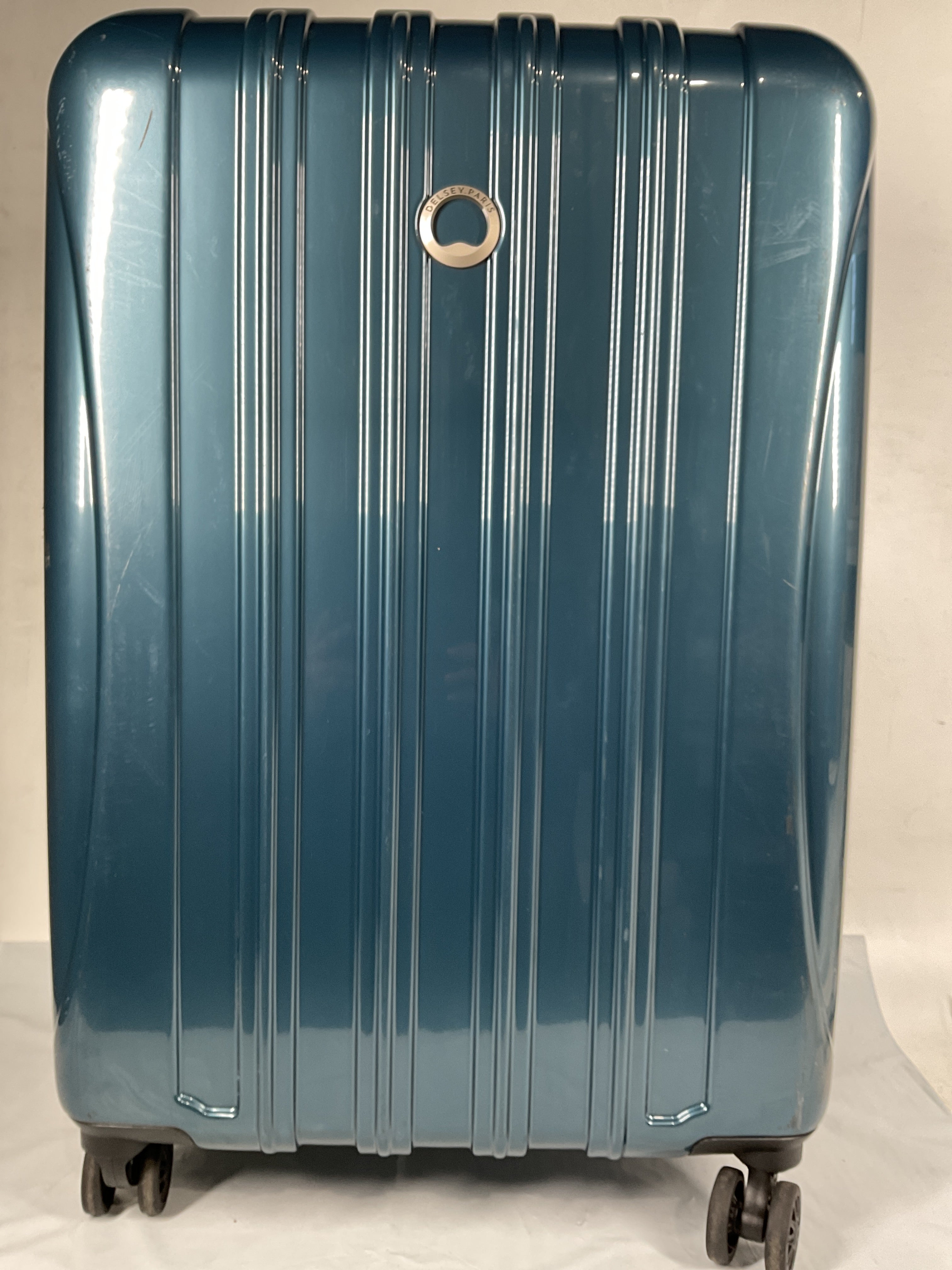 DELSEY Paris Helium Aero Hardside Expandable Luggage with Spinner Wheels ( Teal , Checked-Medium 25 Inch ) Teal Checked Medium 25 Inch U21
