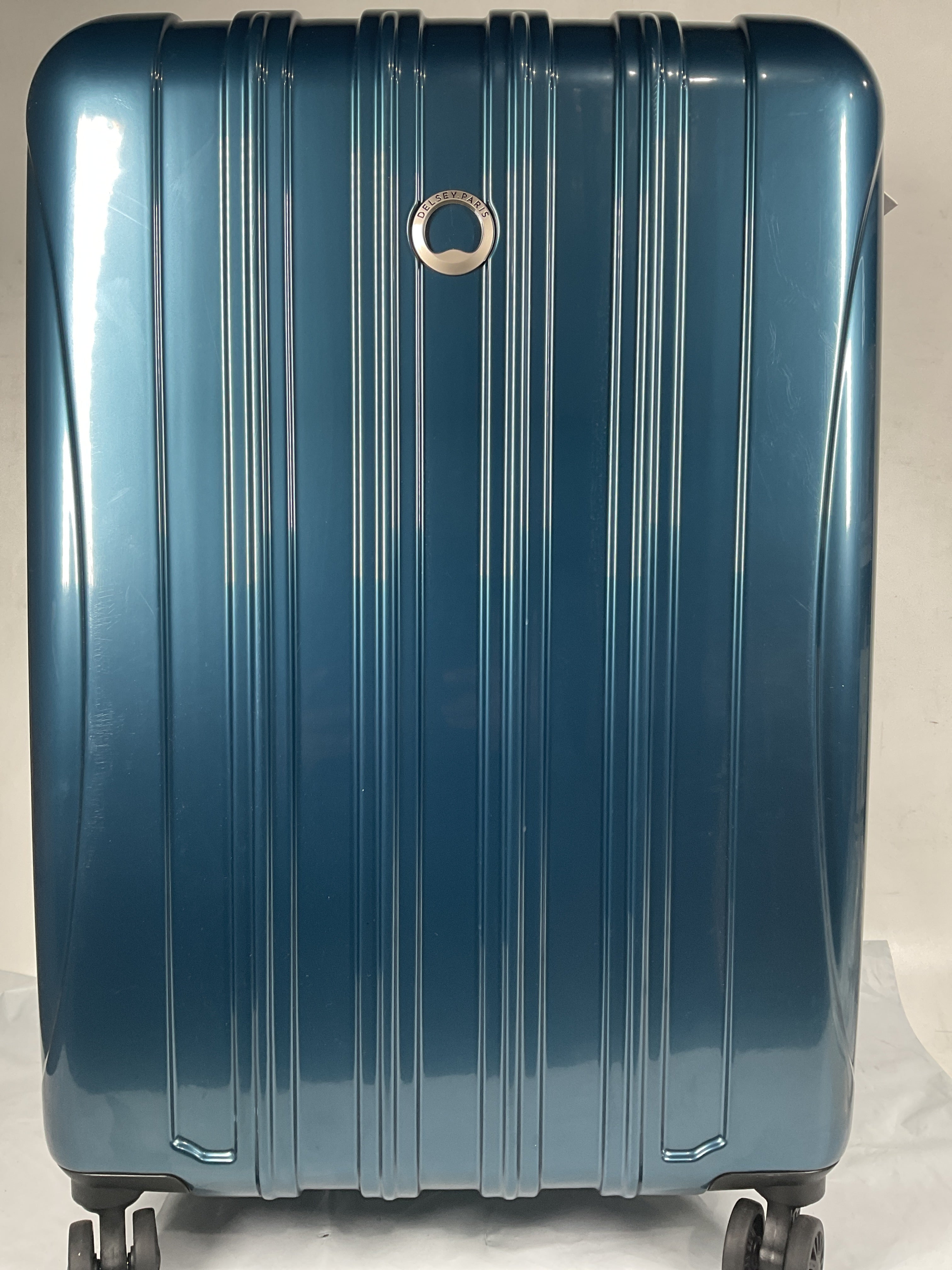 DELSEY Paris Helium Aero Hardside Expandable Luggage with Spinner Wheels ( Teal , Checked-Medium 25 Inch ) Teal Checked Medium 25 Inch U24