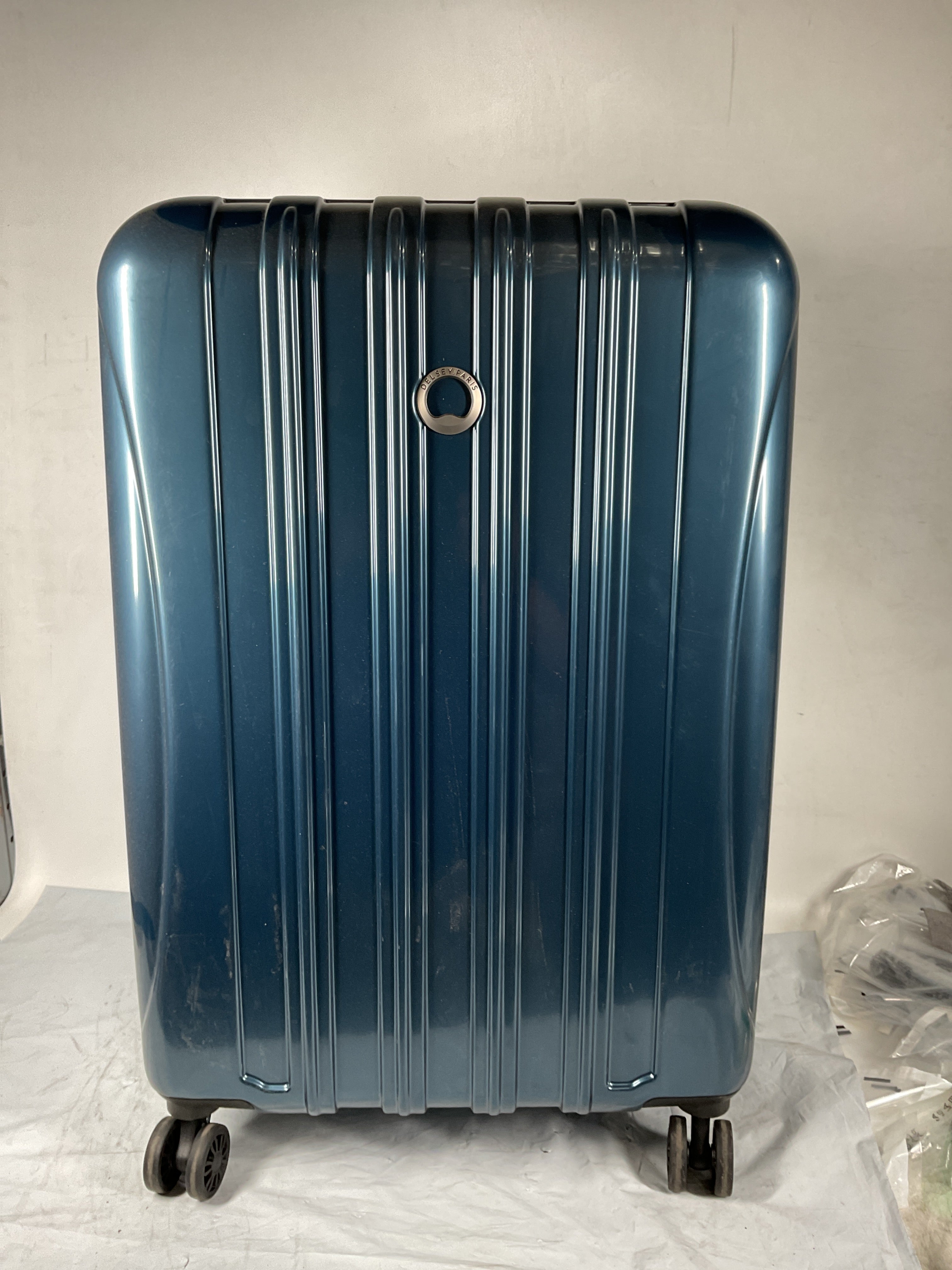 DELSEY Paris Helium Aero Hardside Expandable Luggage with Spinner Wheels ( Teal , Checked-Medium 25 Inch ) Teal Checked Medium 25 Inch U28