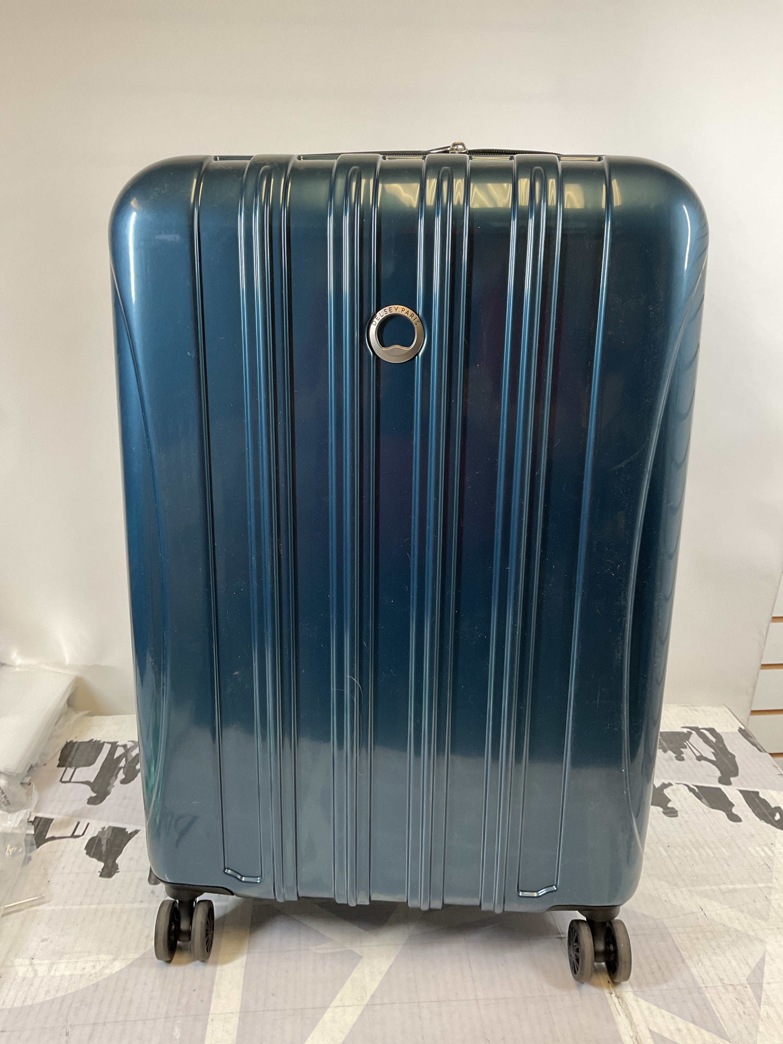 DELSEY Paris Helium Aero Hardside Expandable Luggage with Spinner Wheels ( Teal , Checked-Medium 25 Inch ) Teal Checked Medium 25 Inch U30