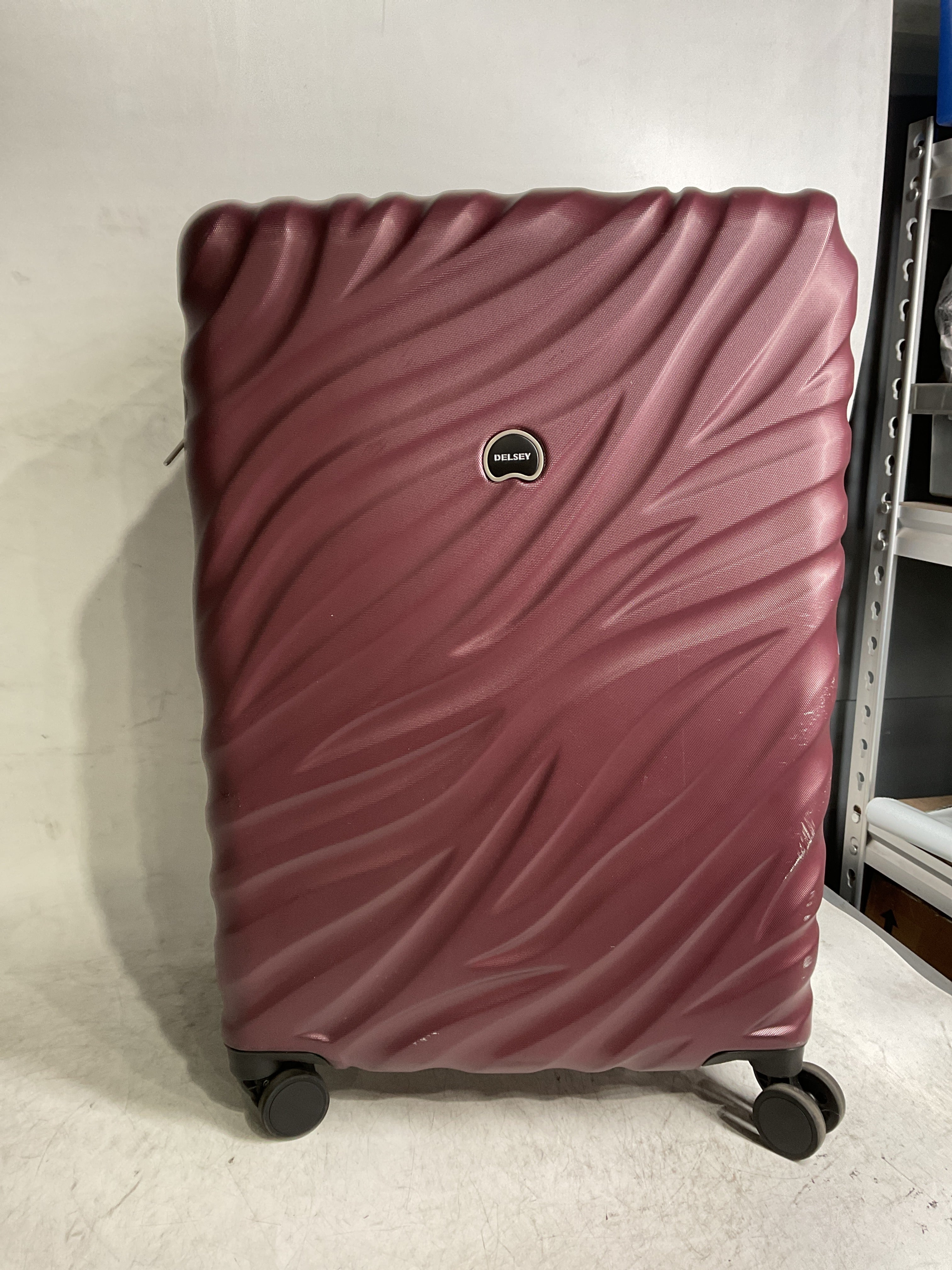 Delsey Alexis Lightweight Luggage, 4-Wheel Spinners Hardshell Suitcase, Expandable with TSA Lock  ( Burgundy , Checked-Medium 25-Inch ) Burgundy Checked Medium 25 Inch U2