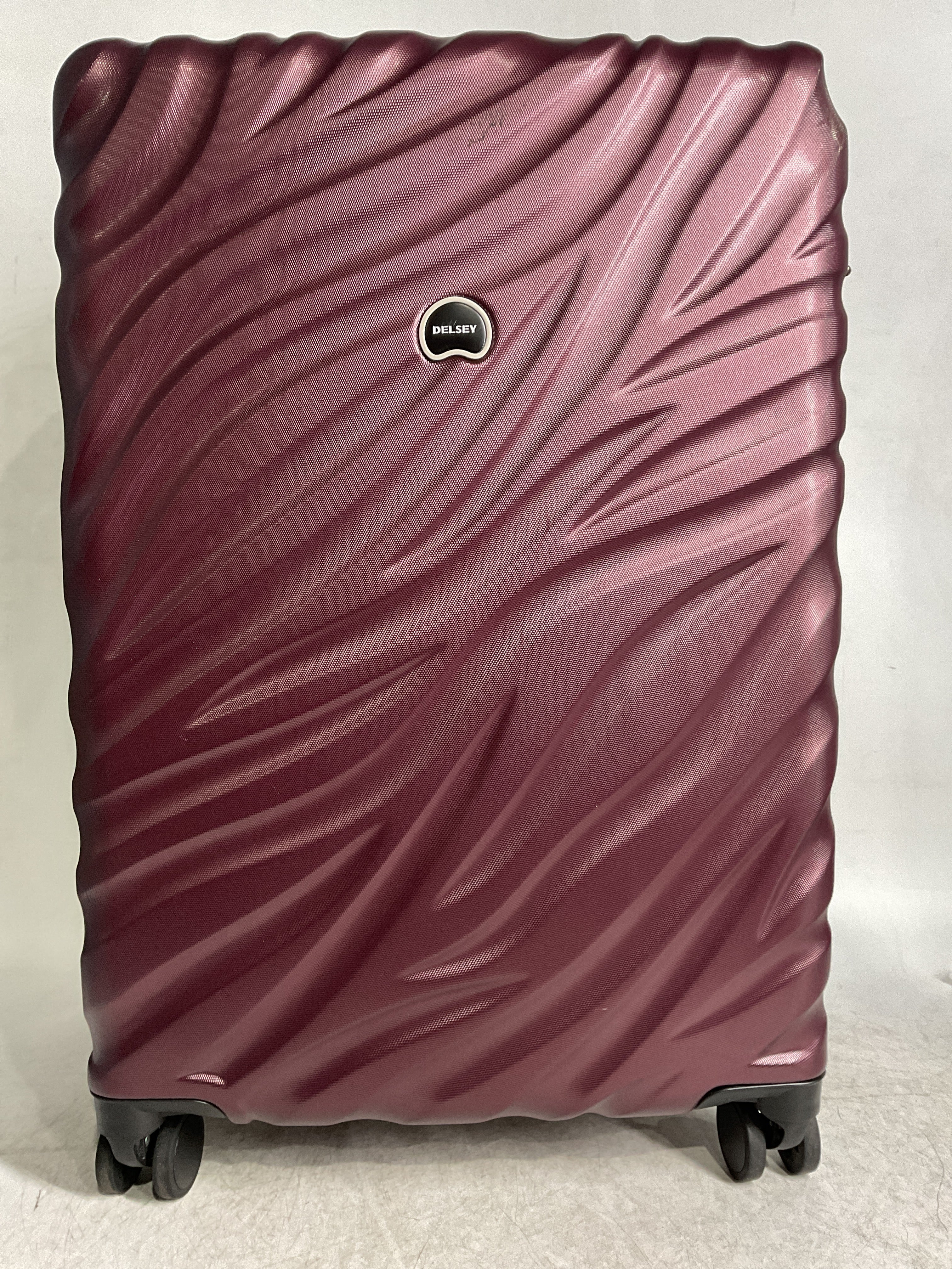 Delsey Alexis Lightweight Luggage, 4-Wheel Spinners Hardshell Suitcase, Expandable with TSA Lock  ( Burgundy , Checked-Medium 25-Inch ) Burgundy Checked Medium 25 Inch U3