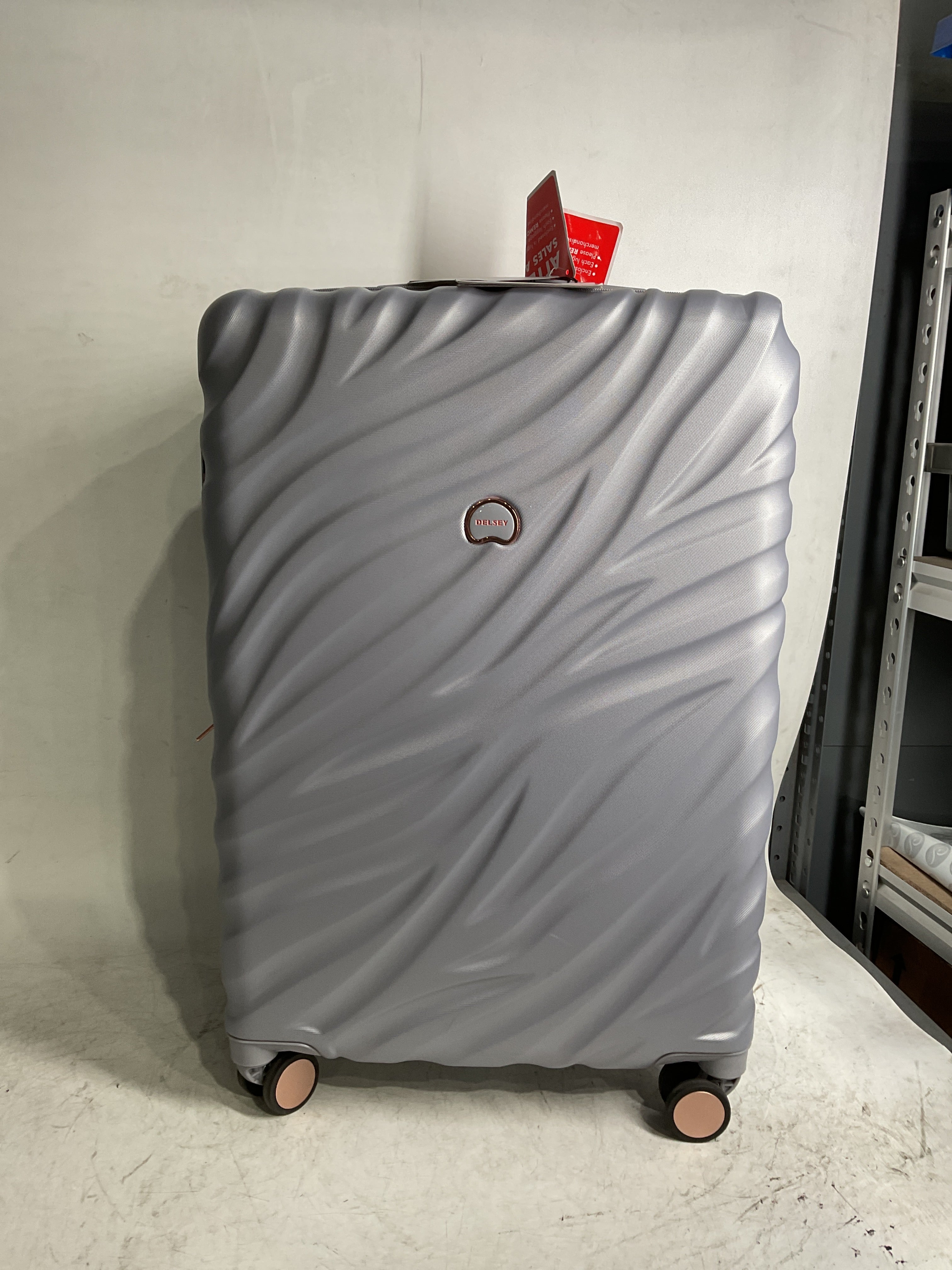 Delsey Alexis Lightweight Luggage, 4-Wheel Spinners Hardshell Suitcase, Expandable with TSA Lock  ( Platinum/Rose Gold , Checked-Medium 25-Inch ) Platinum/Rose Gold Checked Medium 25 Inch U8