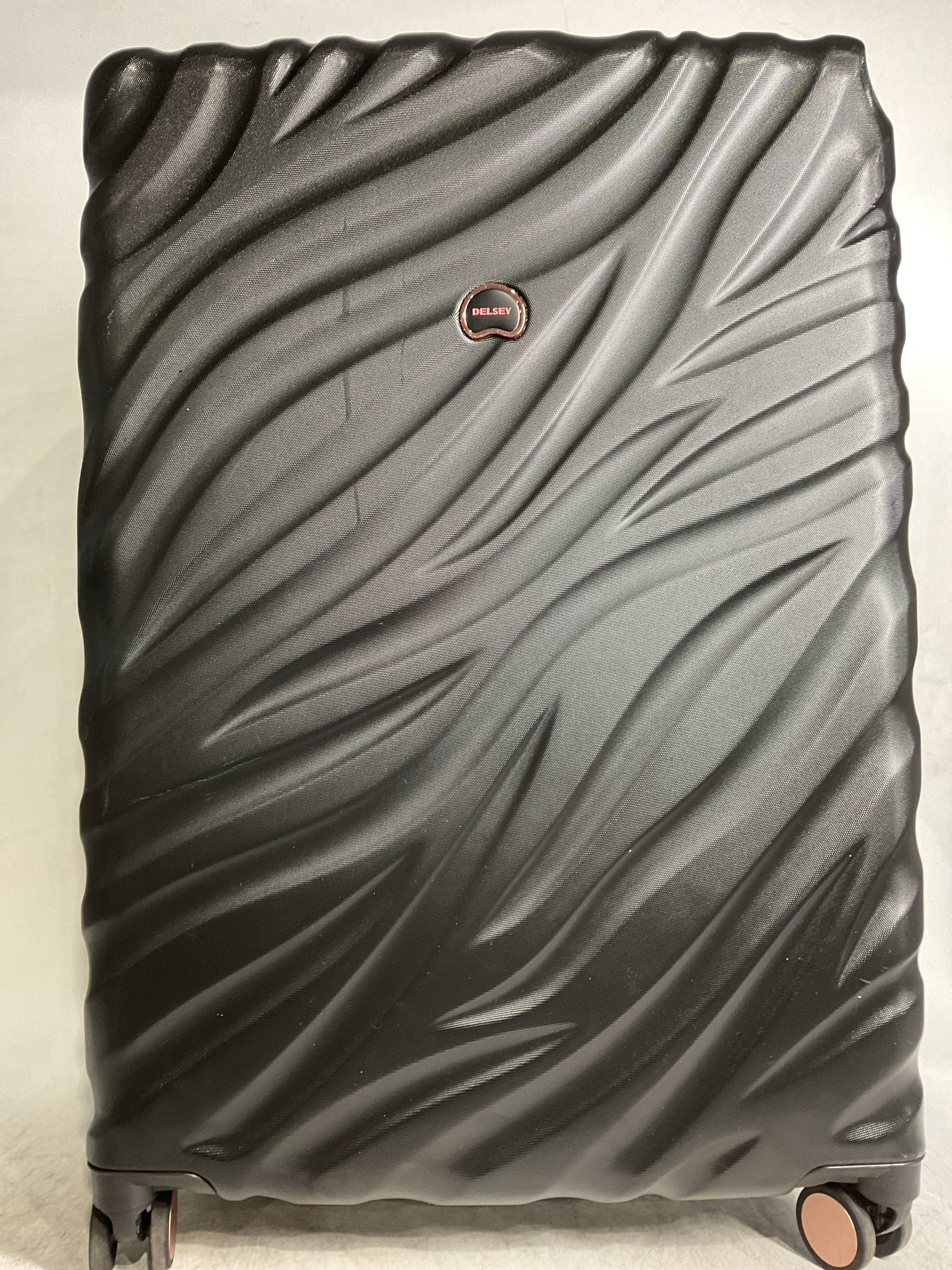 Delsey Alexis Lightweight Luggage, 4-Wheel Spinners Hardshell Suitcase, Expandable with TSA Lock  ( Black/Rose Gold , Checked-Large 29-Inch ) Black/Rose Gold Checked Large 29 Inch U6