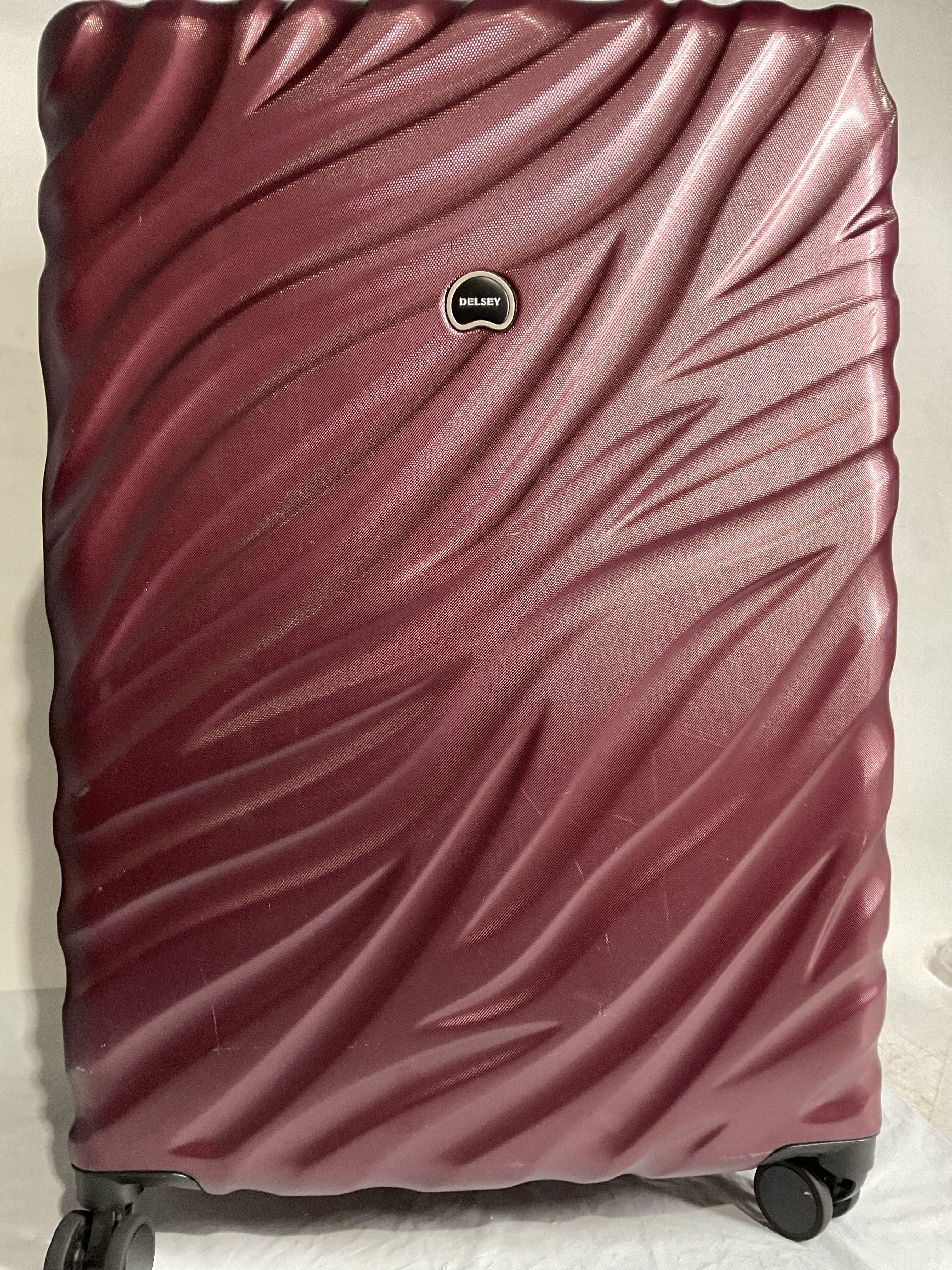 Delsey Alexis Lightweight Luggage, 4-Wheel Spinners Hardshell Suitcase, Expandable with TSA Lock  ( Burgundy , Checked-Large 29-Inch ) Burgundy Checked Large 29 Inch U8