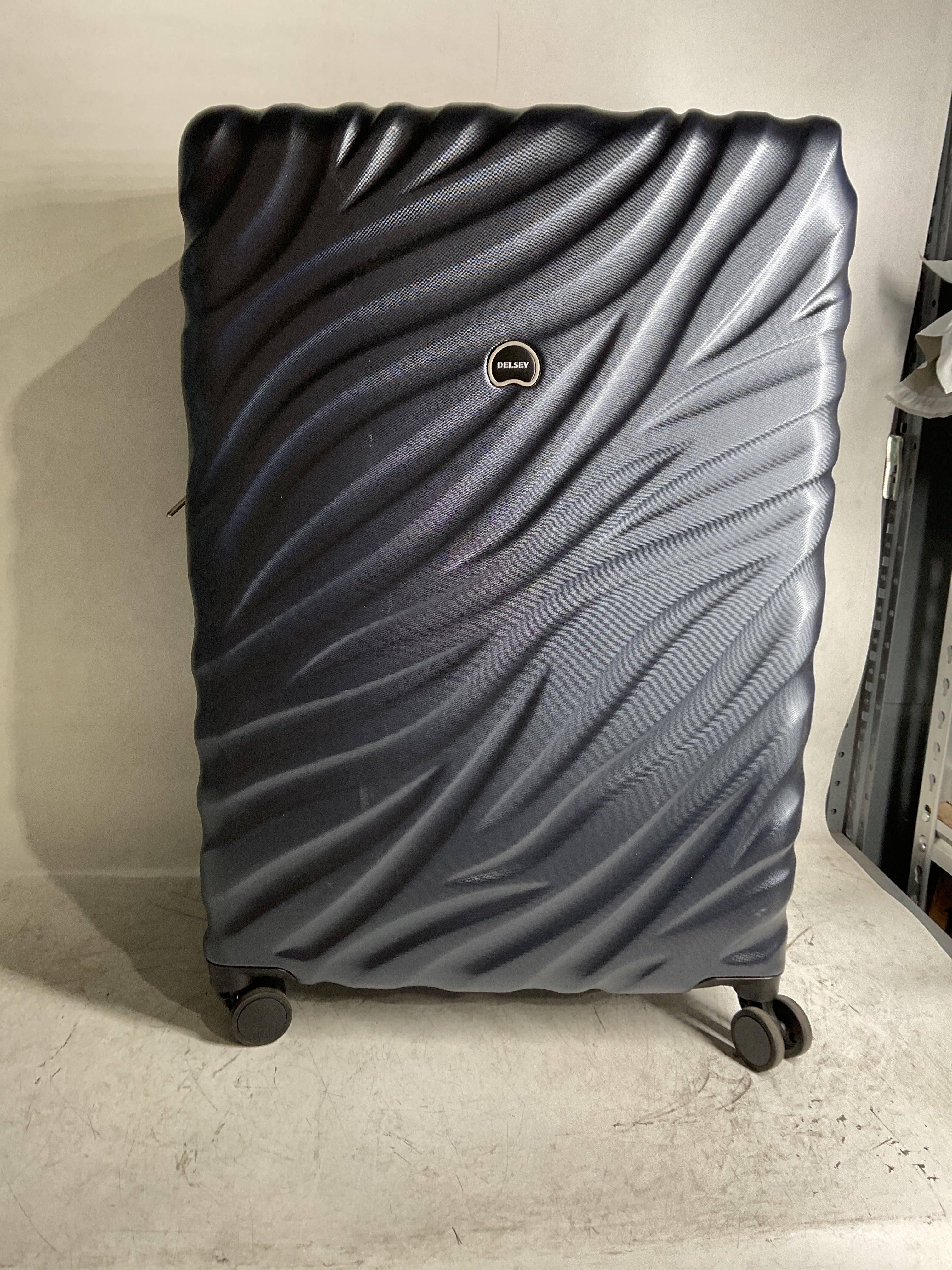 Delsey Alexis Lightweight Luggage, 4-Wheel Spinners Hardshell Suitcase, Expandable with TSA Lock  ( Navy , Checked-Large 29-Inch ) Navy Checked Large 29 Inch U4