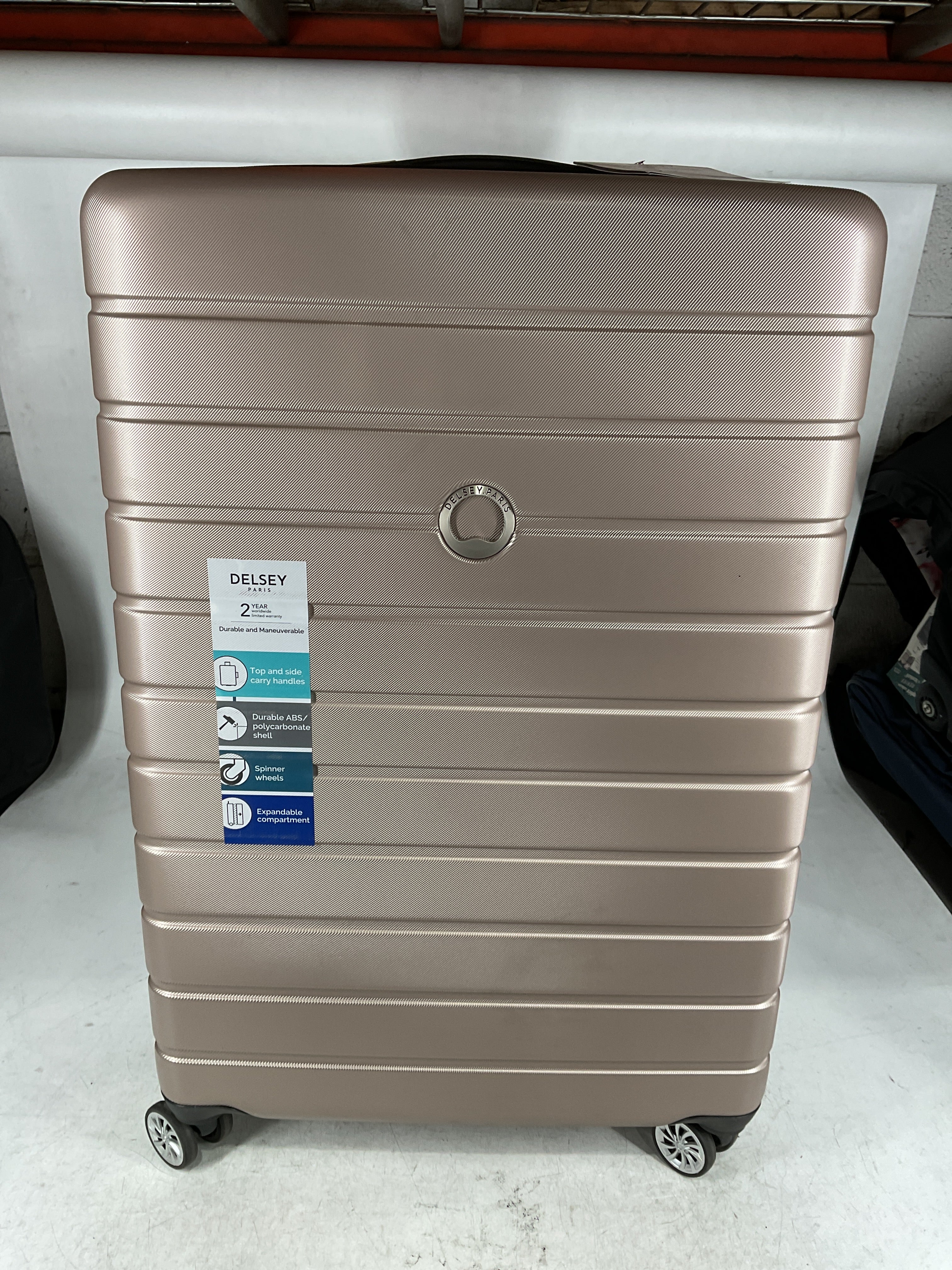 DELSEY Paris Jessica Hardside Expandable Luggage with Spinner Wheels Rose Gold Checked Large 29 Inch U3