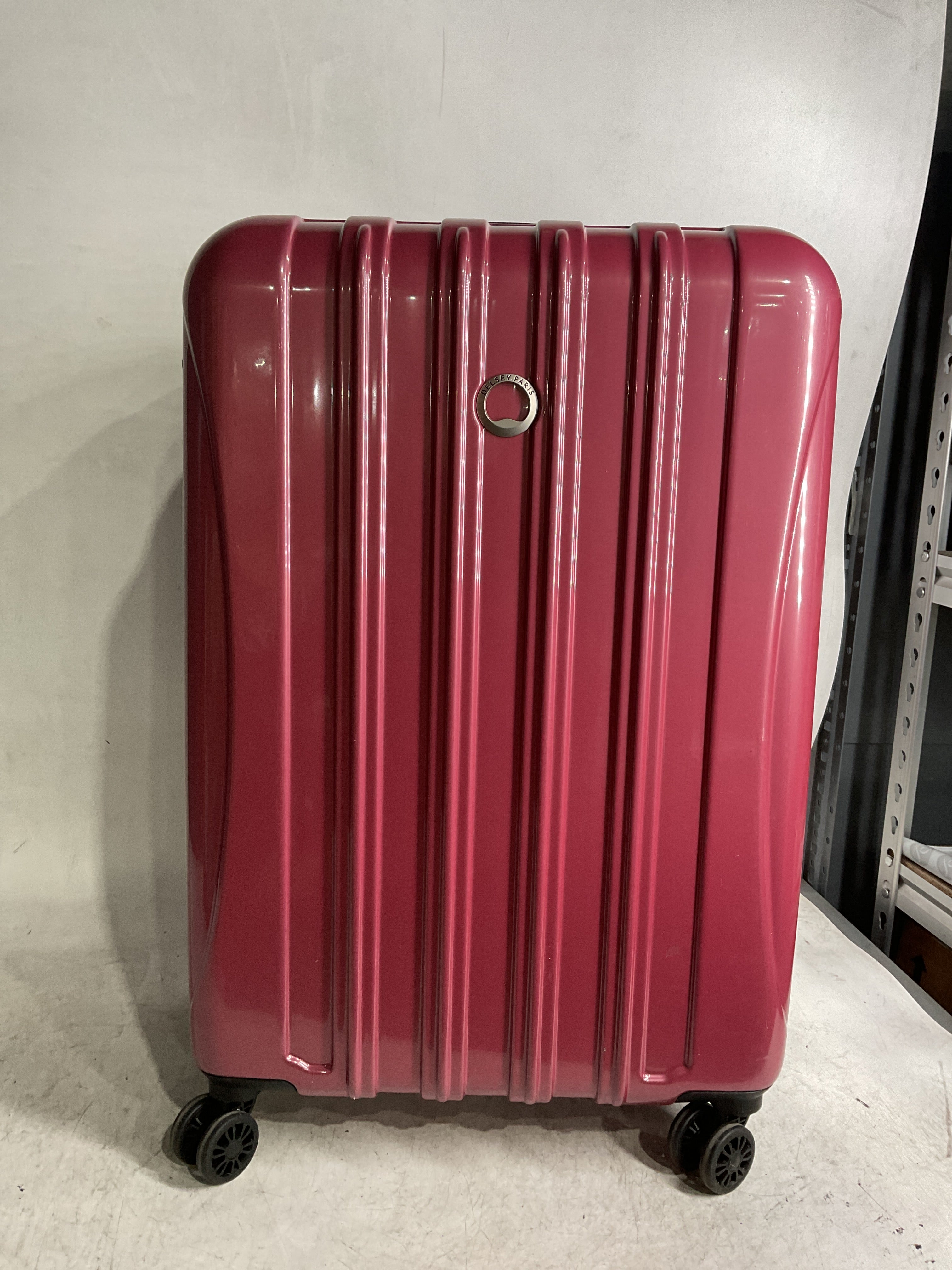 DELSEY Paris Helium Aero Hardside Expandable Luggage with Spinner Wheels ( Peony Pink , Checked-Medium 25 Inch ) Peony Pink Checked Medium 25 Inch U4