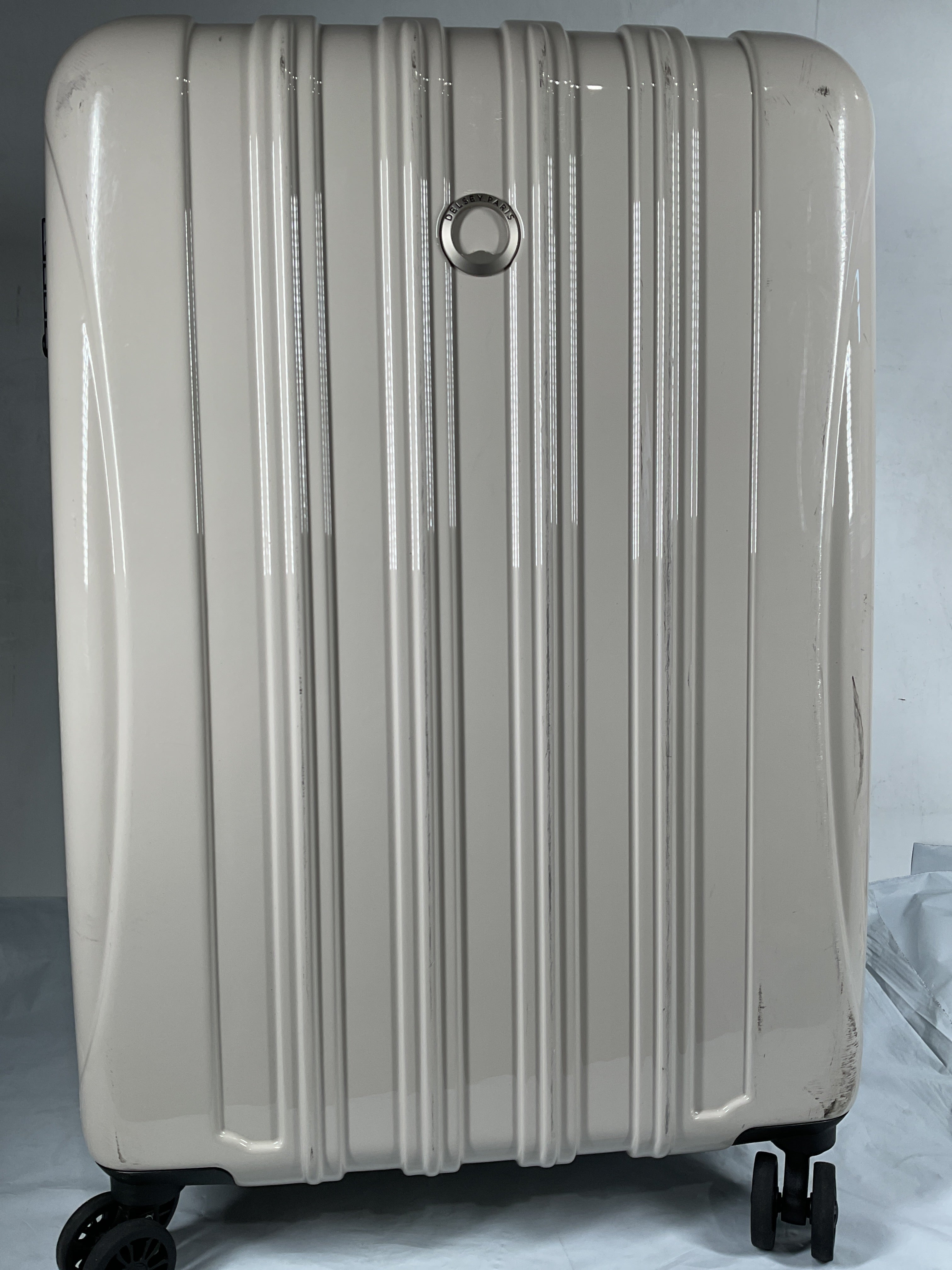 DELSEY Paris Helium Aero Hardside Expandable Luggage with Spinner Wheels ( Latte , Checked-Medium 25 Inch ) Latte Checked Medium 25 Inch U5