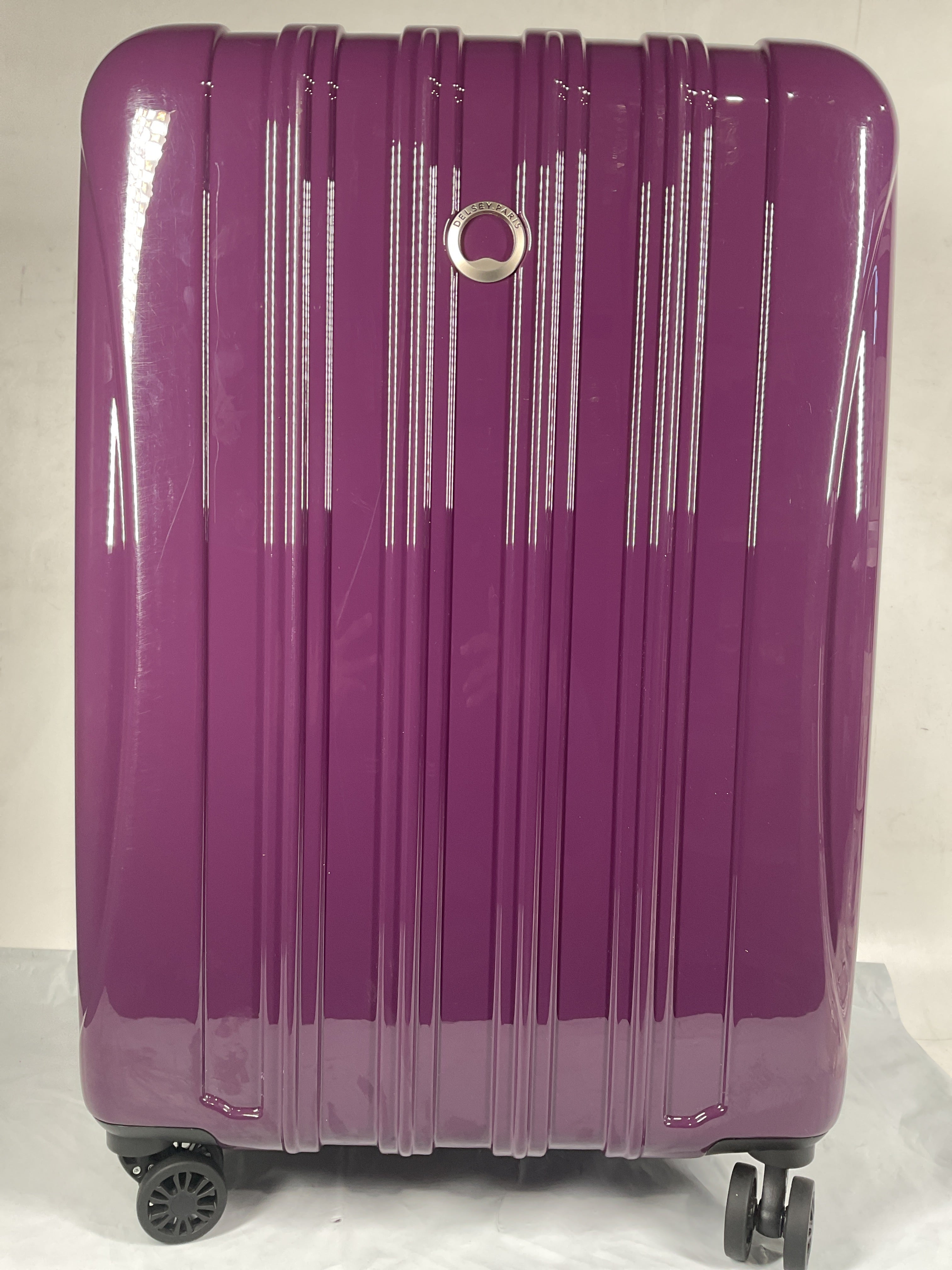 DELSEY Paris Helium Aero Hardside Expandable Luggage with Spinner Wheels ( Plum , Checked-Medium 25 Inch ) Plum Checked Medium 25 Inch U2