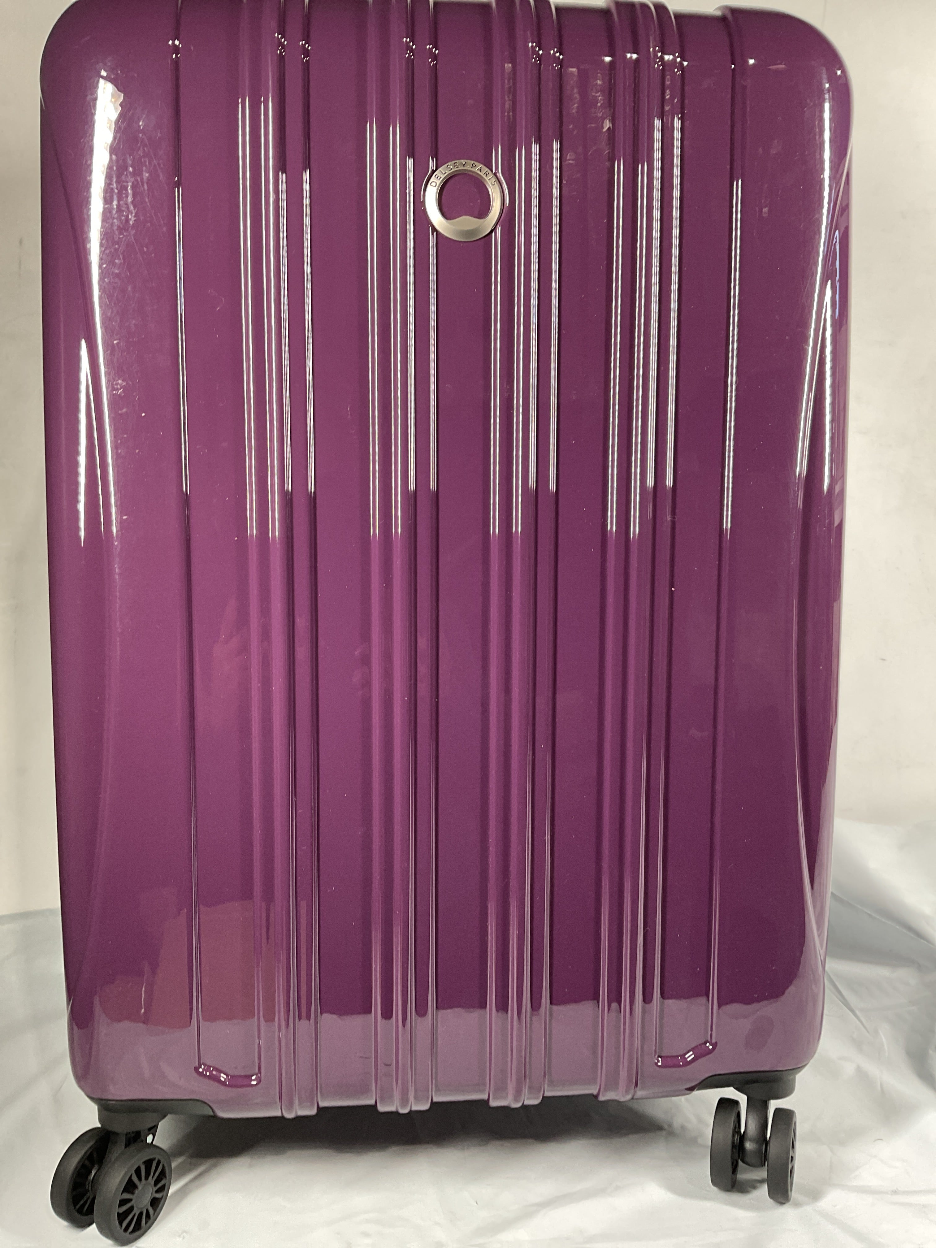 DELSEY Paris Helium Aero Hardside Expandable Luggage with Spinner Wheels ( Plum , Checked-Medium 25 Inch ) Plum Checked Medium 25 Inch U3