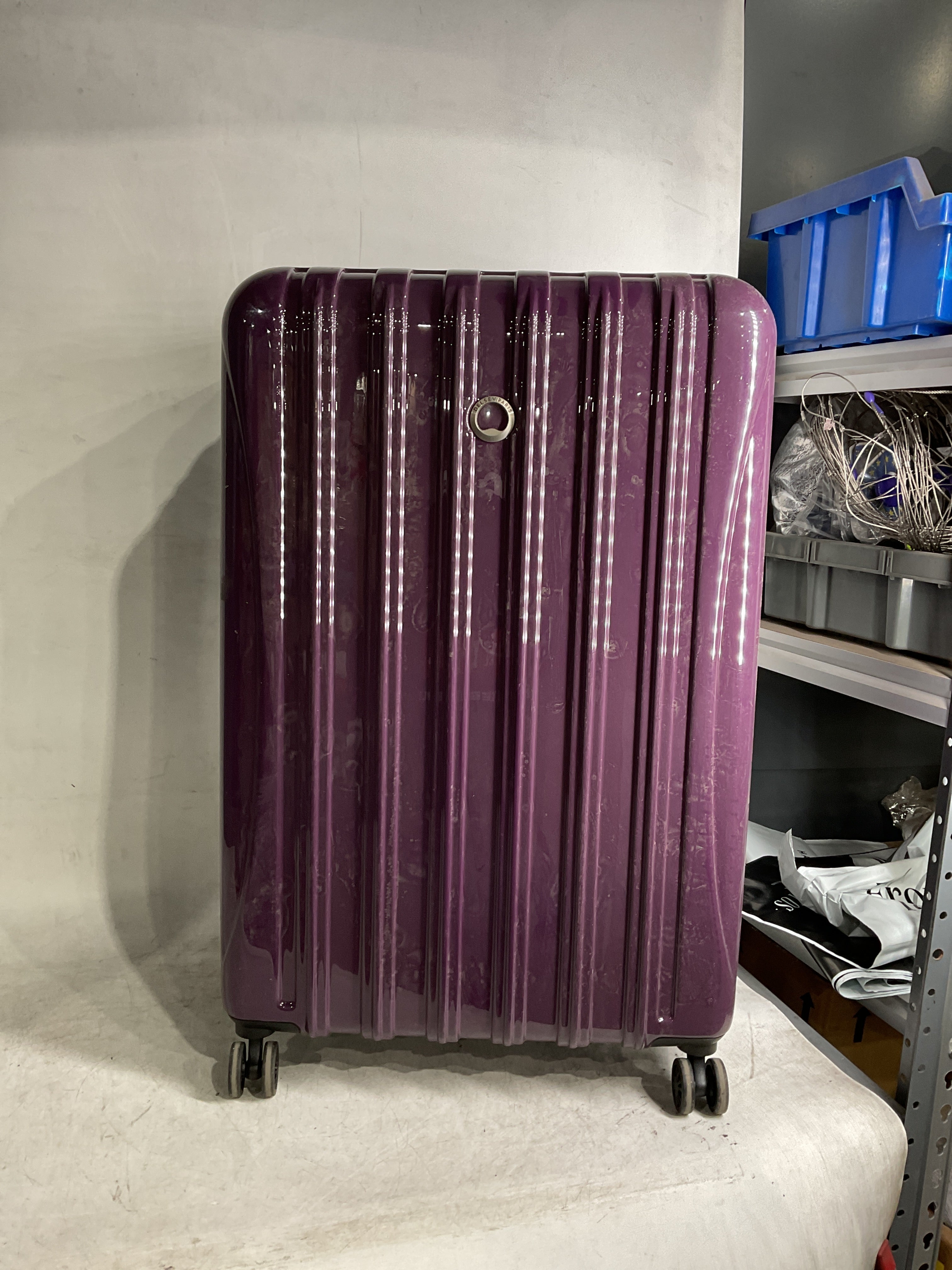DELSEY Paris Helium Aero Hardside Expandable Luggage with Spinner Wheels ( Plum , Checked-Large 29 Inch ) Plum Checked Large 29 Inch U1