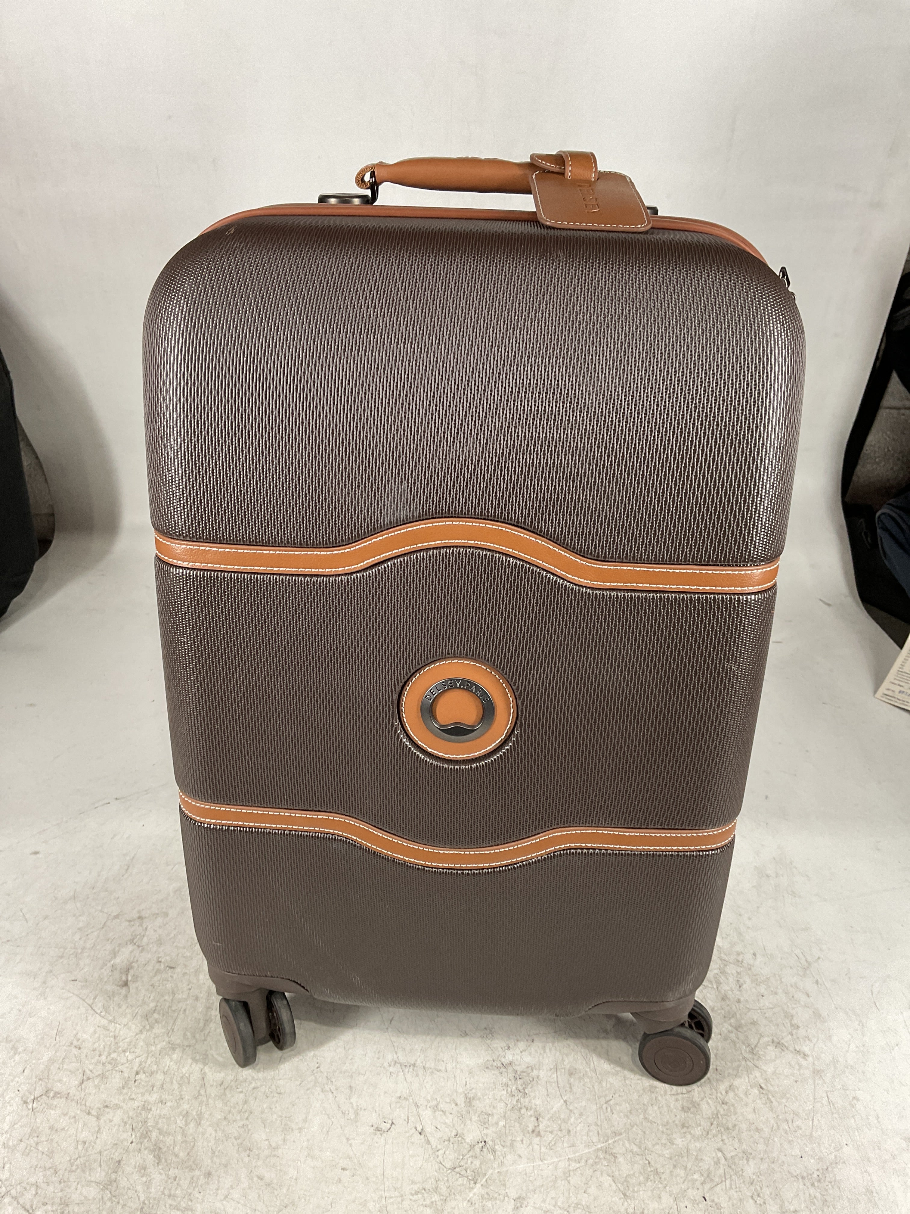 DELSEY Paris Chatelet Air 2.0 Hardside Luggage with Spinner Wheels Chocolate Brown Carry On 21 Inch With Brake U7
