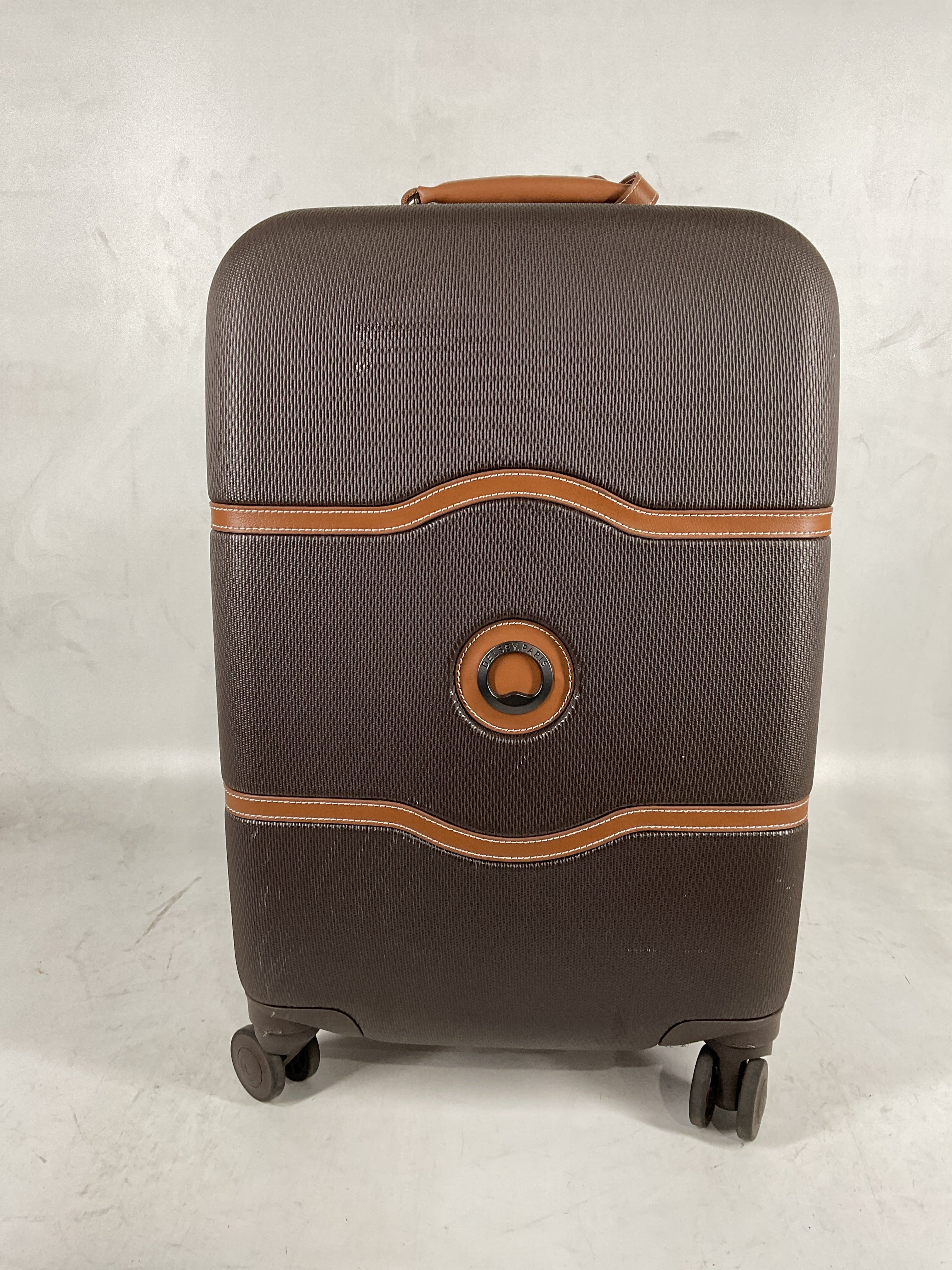 DELSEY Paris Chatelet Air 2.0 Hardside Luggage with Spinner Wheels Chocolate Brown Carry On 21 Inch With Brake U8