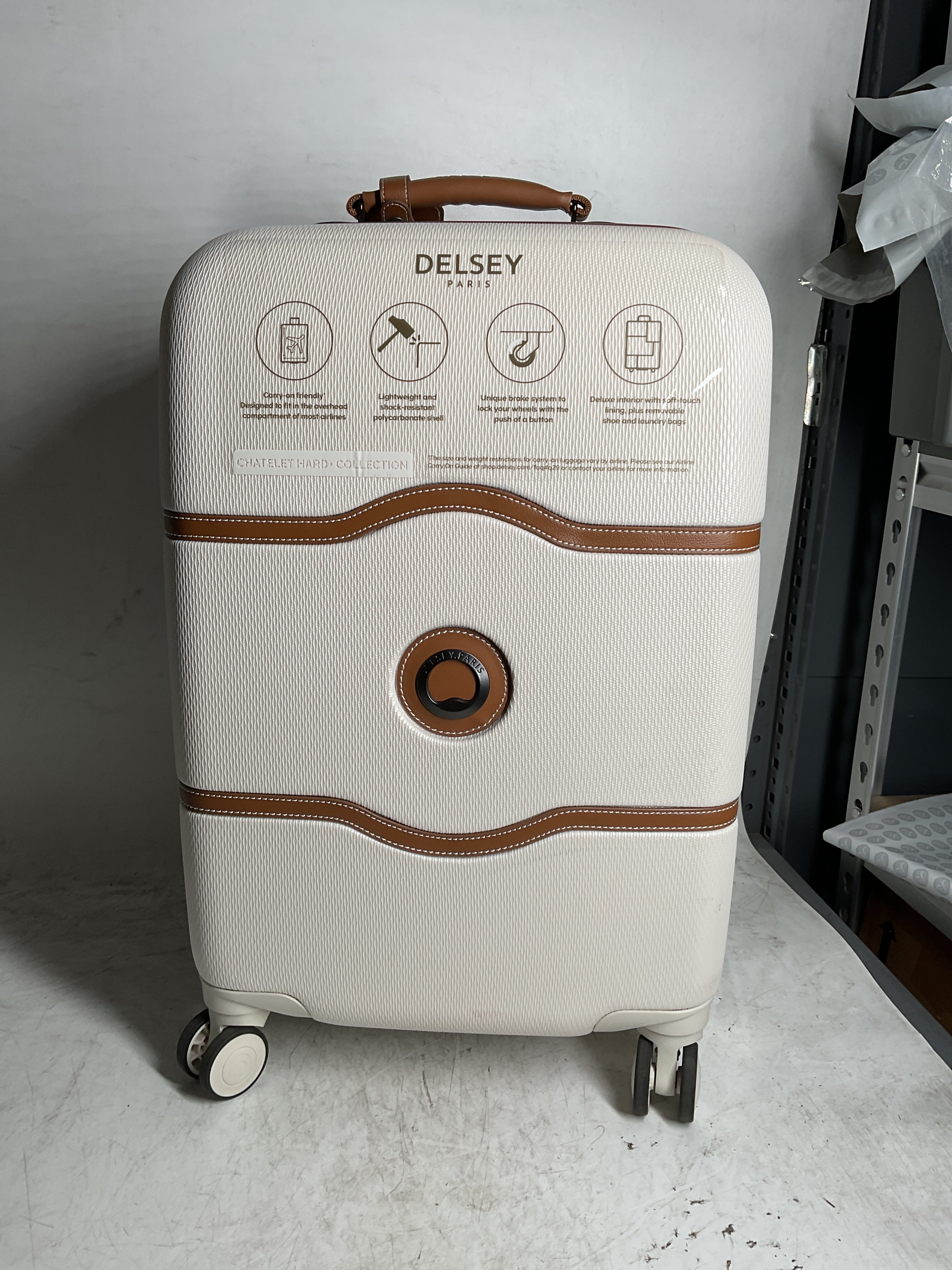 DELSEY Paris Chatelet Air 2.0 Hardside Luggage with Spinner Wheels ( Champagne White , Carry-on 21 Inch, with Brake ) Champagne White Carry On 21 Inch With Brake U23