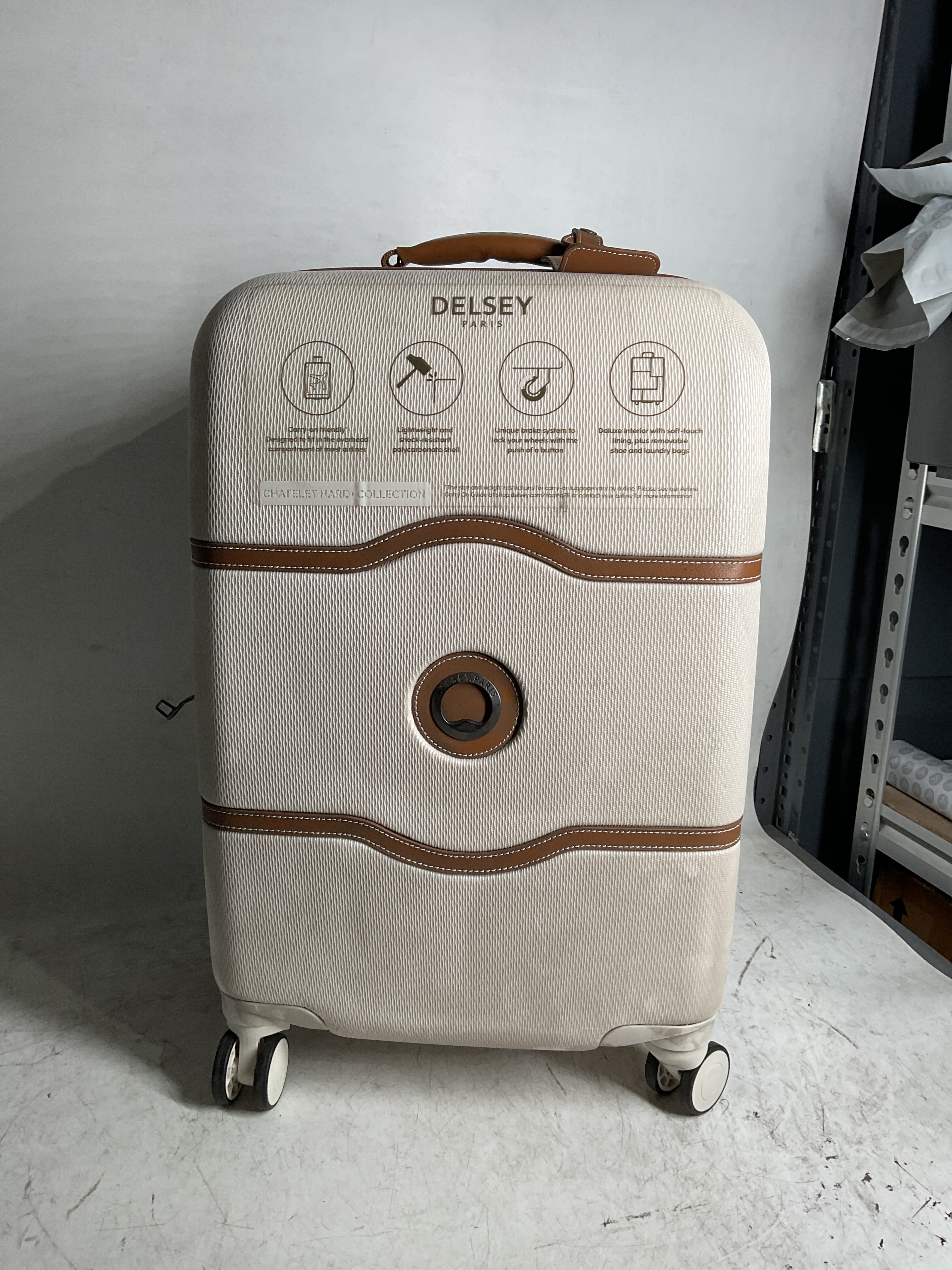 DELSEY Paris Chatelet Air 2.0 Hardside Luggage with Spinner Wheels ( Champagne White , Carry-on 21 Inch, with Brake ) Champagne White Carry On 21 Inch With Brake U26