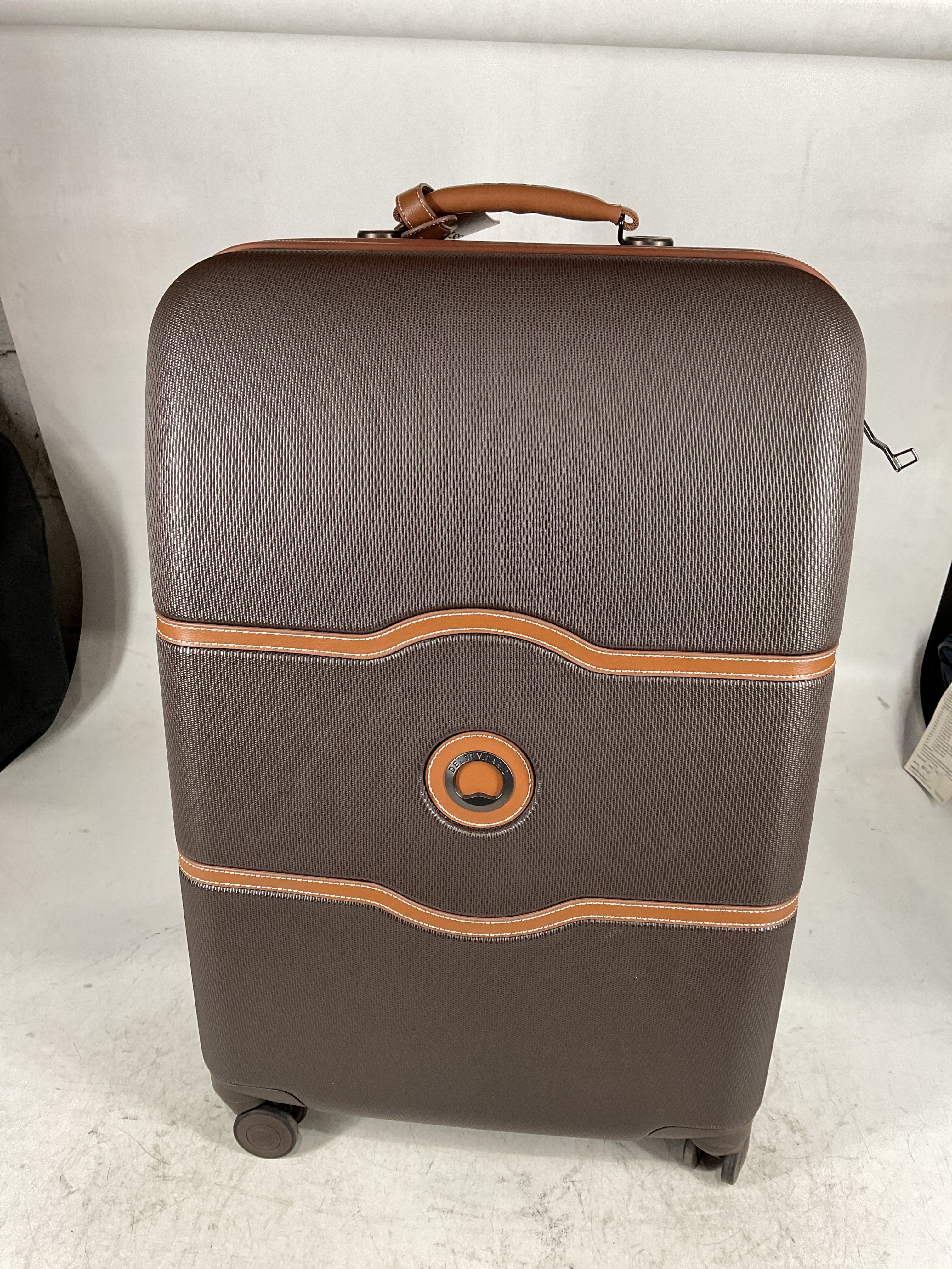DELSEY Paris Chatelet Air 2.0 Hardside Luggage with Spinner Wheels Chocolate Brown Checked Medium 24 Inch With Brake U4