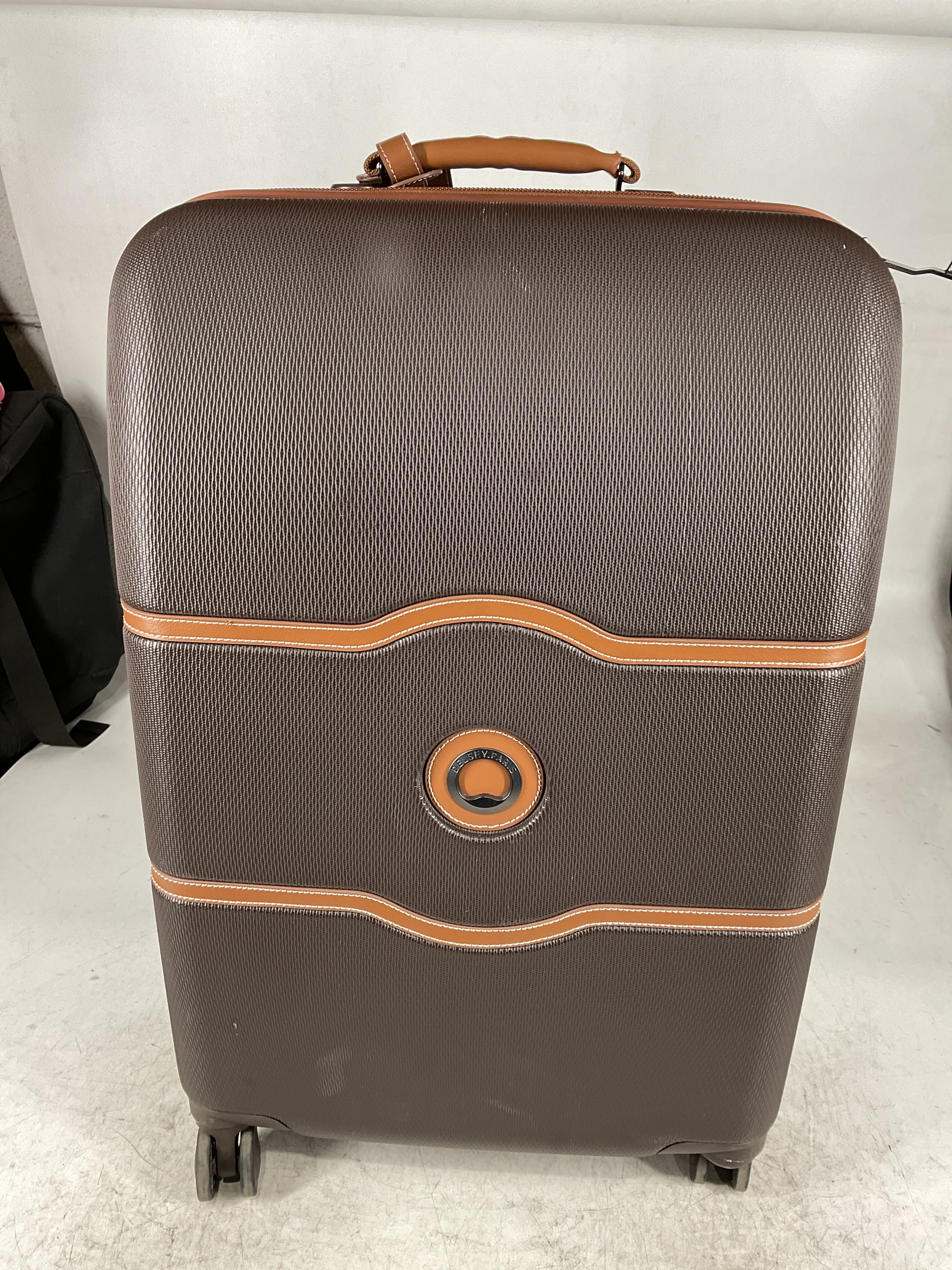 DELSEY Paris Chatelet Air 2.0 Hardside Luggage with Spinner Wheels Chocolate Brown Checked Medium 24 Inch With Brake U5