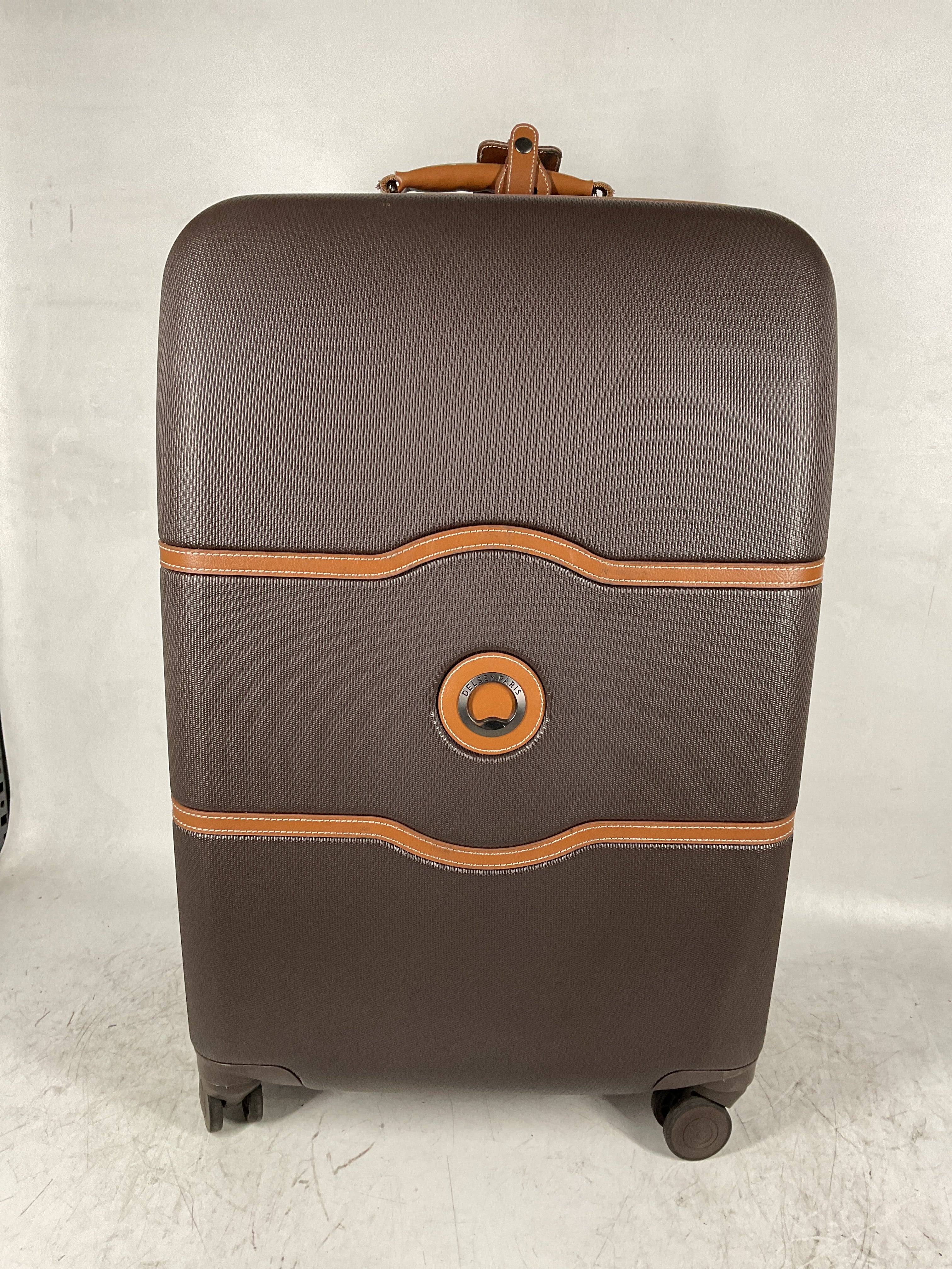 DELSEY Paris Chatelet Air 2.0 Hardside Luggage with Spinner Wheels ( Chocolate Brown , Checked-Medium 24 Inch, with Brake ) Chocolate Brown Checked Medium 24 Inch With Brake U7