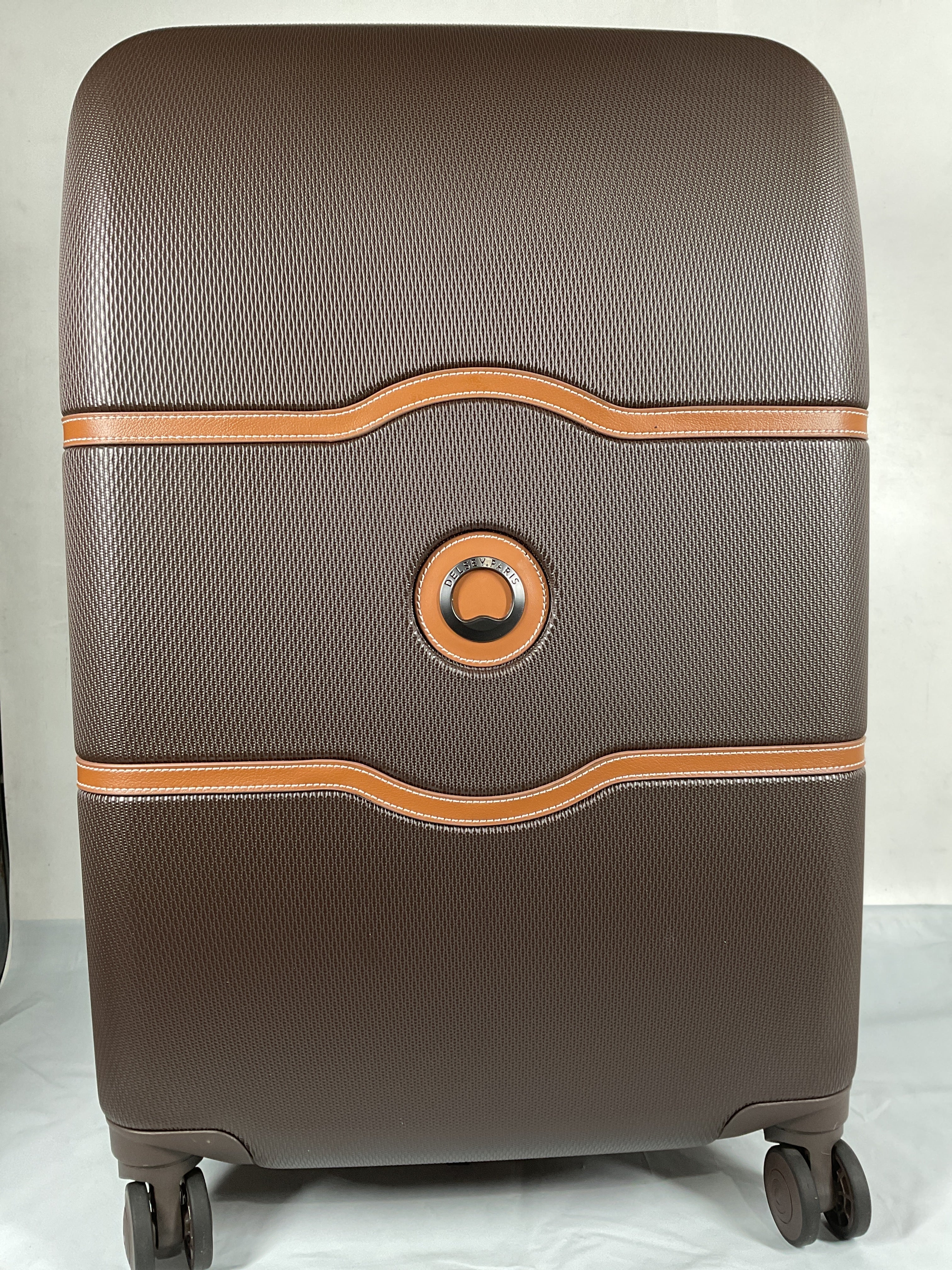 DELSEY Paris Chatelet Air 2.0 Hardside Luggage with Spinner Wheels ( Chocolate Brown , Checked-Medium 24 Inch, with Brake ) Chocolate Brown Checked Medium 24 Inch With Brake U9