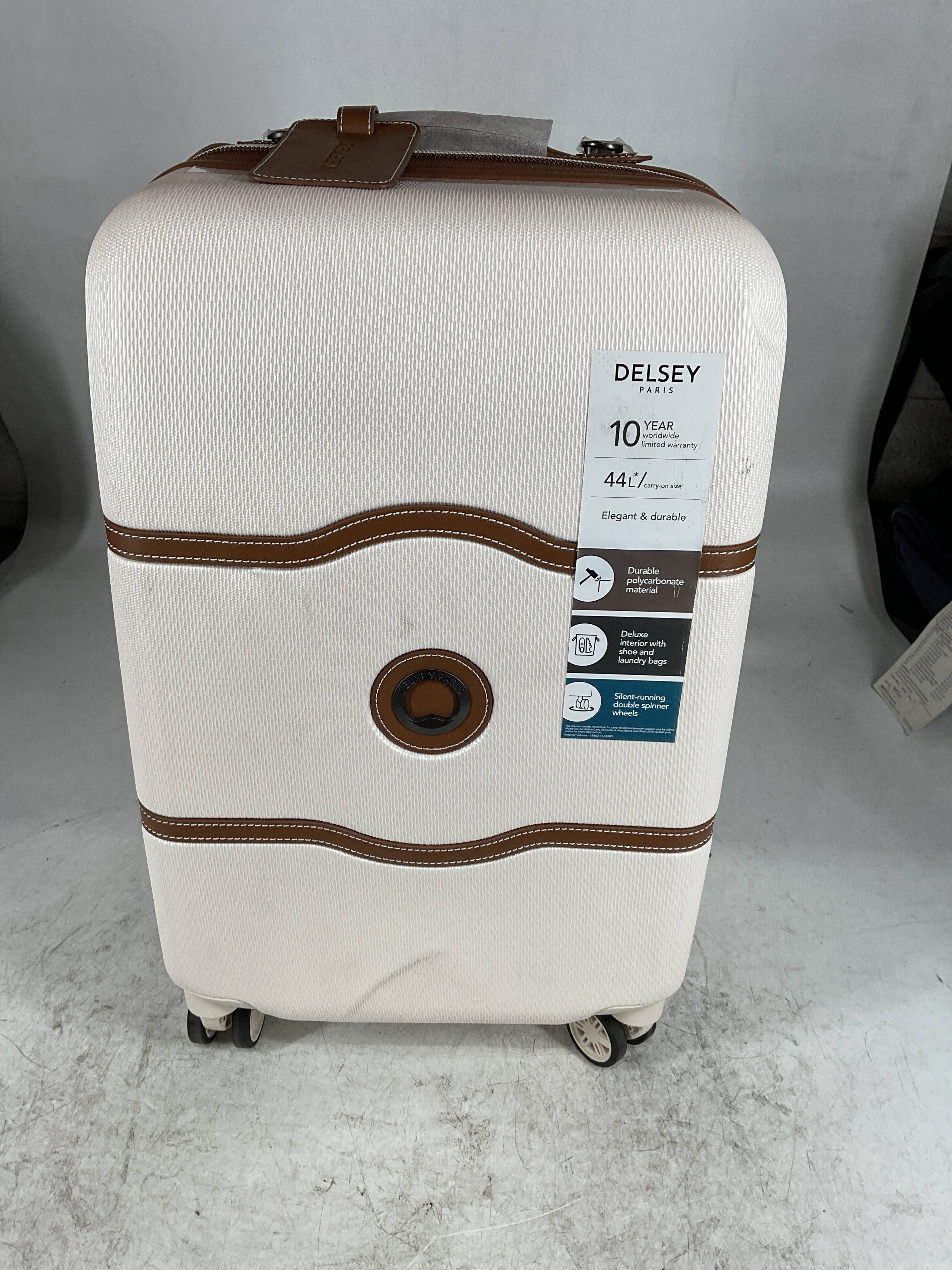 DELSEY Paris Chatelet Hardside Luggage with Spinner Wheels Champagne White Carry On 21 Inch U2