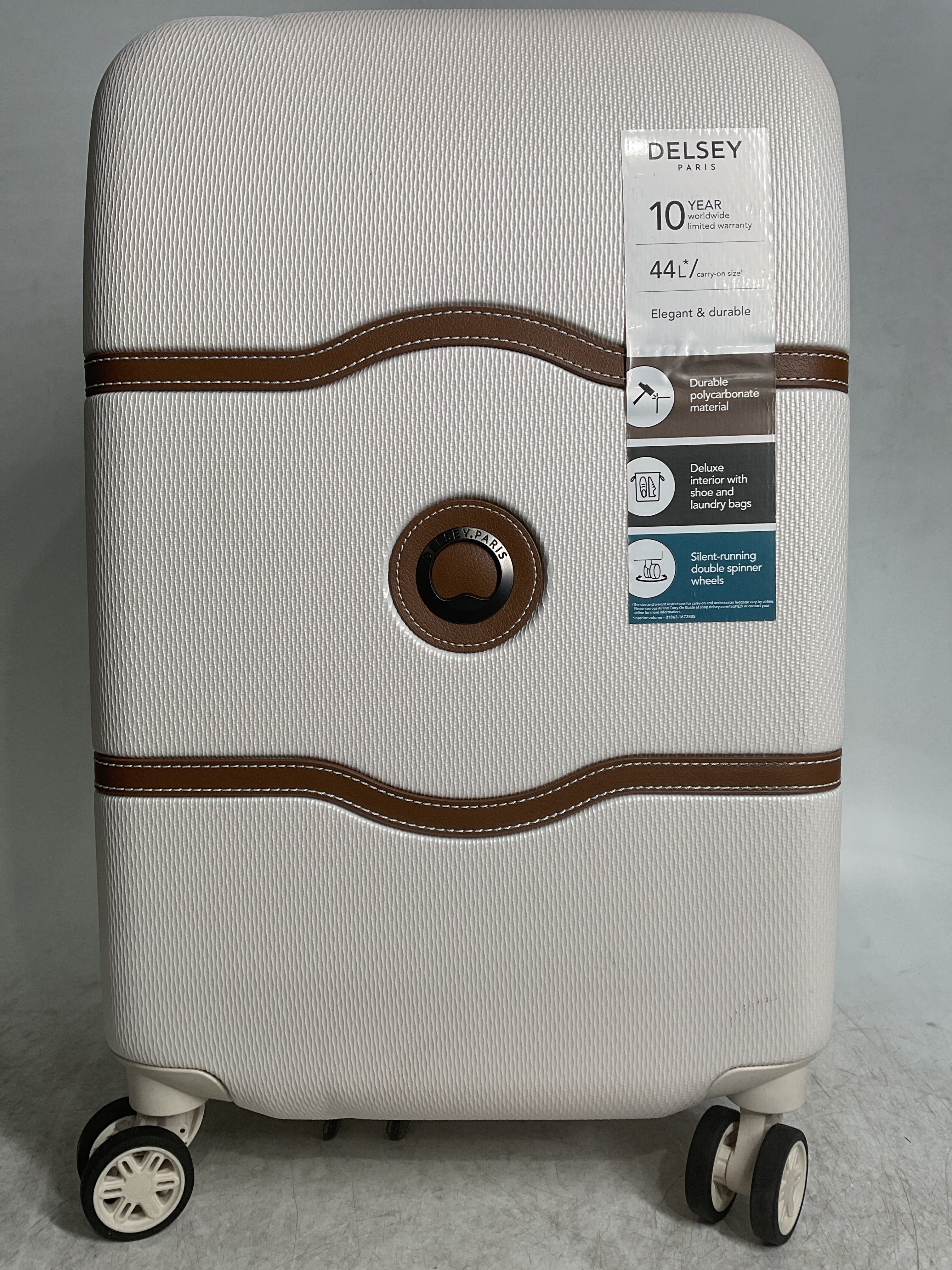DELSEY Paris Chatelet Hardside Luggage with Spinner Wheels ( Champagne White , Carry-on 21 Inch ) Champagne White Carry On 21 Inch U4