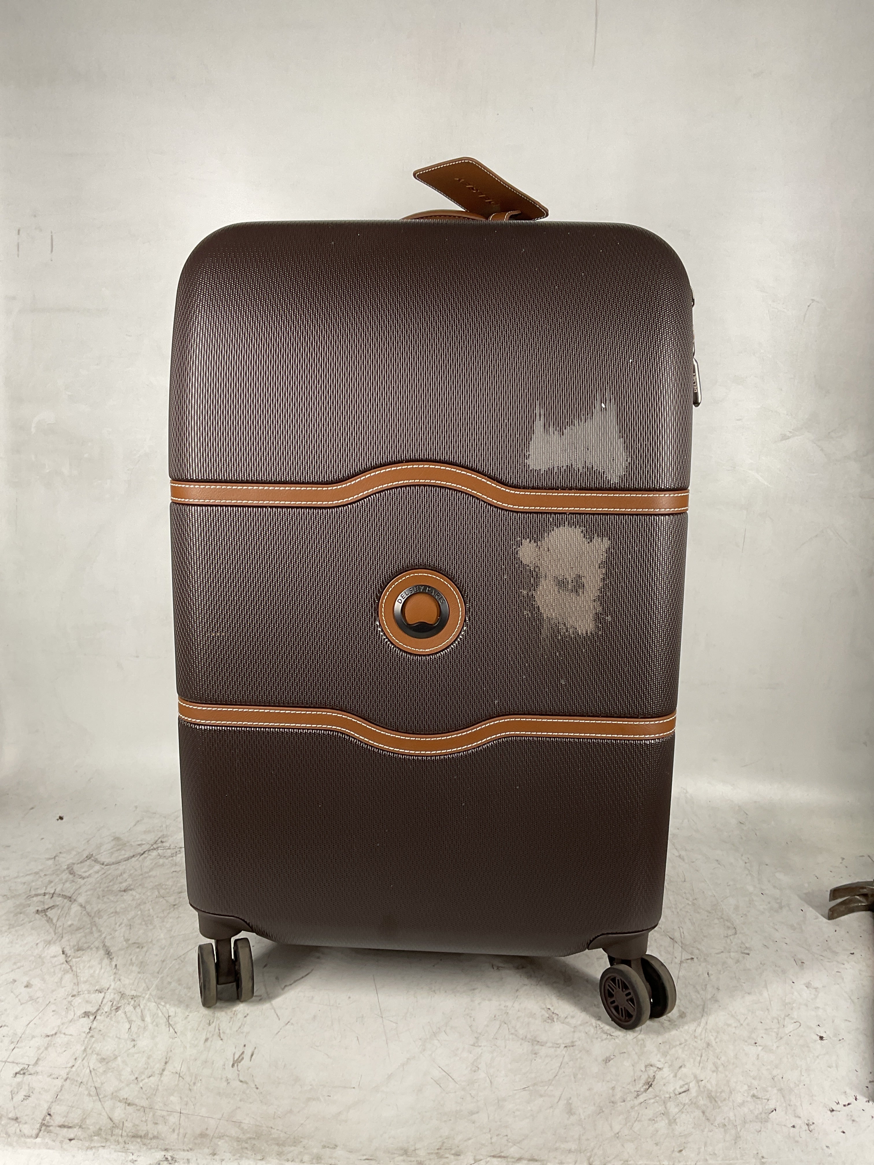 DELSEY Paris Chatelet Hardside Luggage with Spinner Wheels ( Chocolate Brown , Checked-Medium 24 Inch ) Chocolate Brown Checked Medium 24 Inch U6