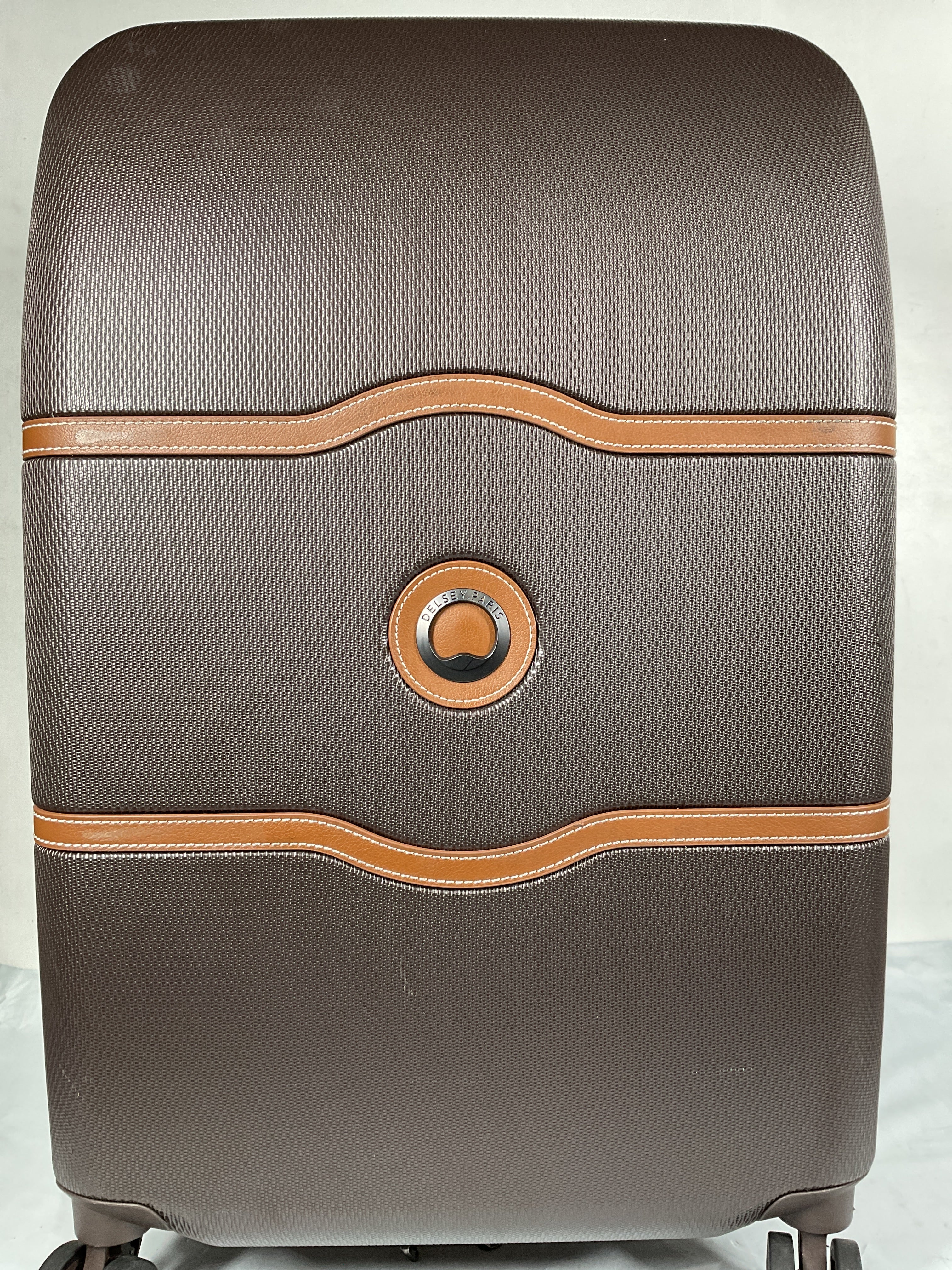 DELSEY Paris Chatelet Hardside Luggage with Spinner Wheels ( Chocolate Brown , Checked-Medium 24 Inch ) Chocolate Brown Checked Medium 24 Inch U8