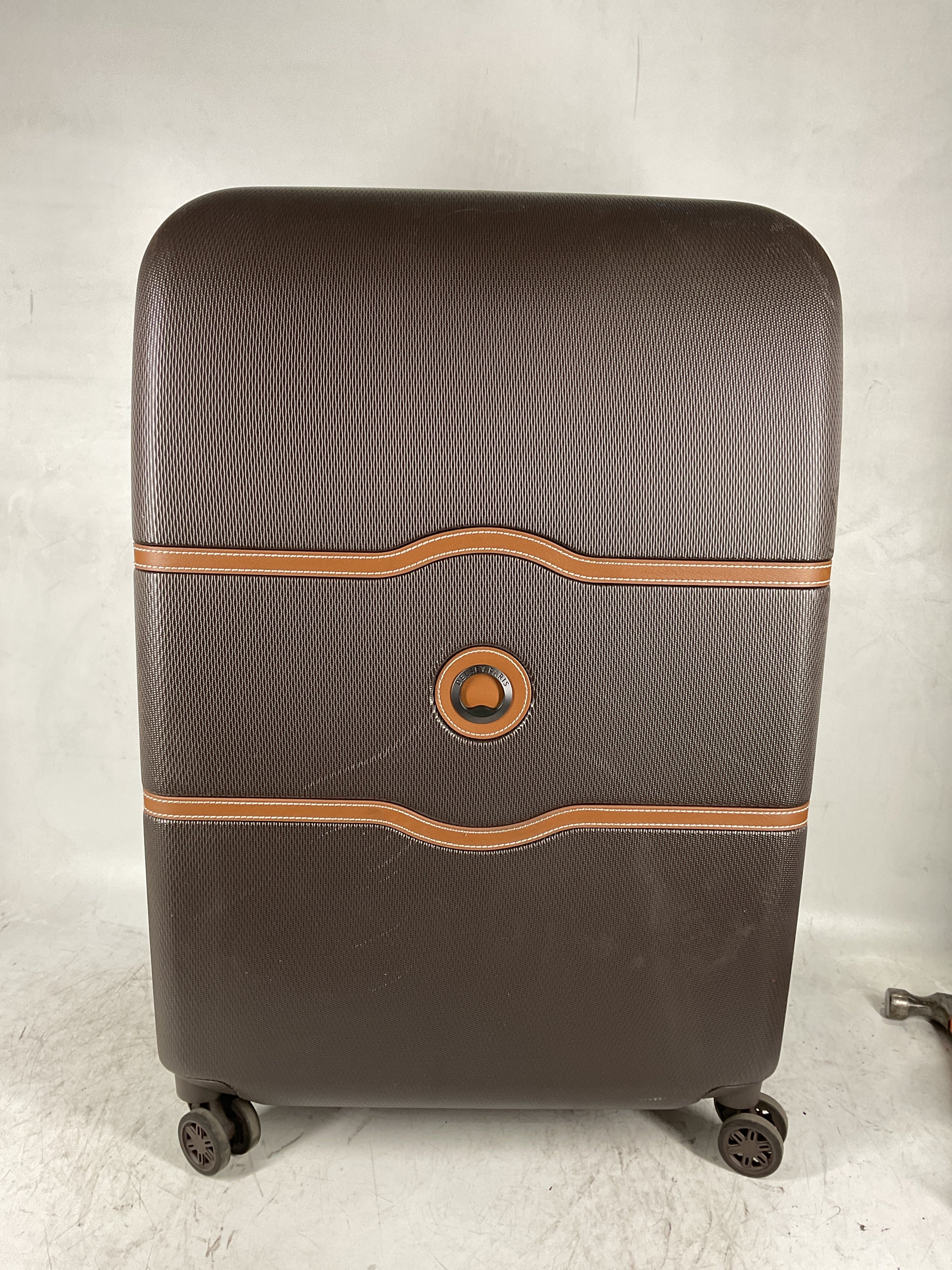 DELSEY Paris Chatelet Hardside Luggage with Spinner Wheels ( Chocolate Brown , Checked-Large 28 Inch ) Chocolate Brown Checked Large 28 Inch U5