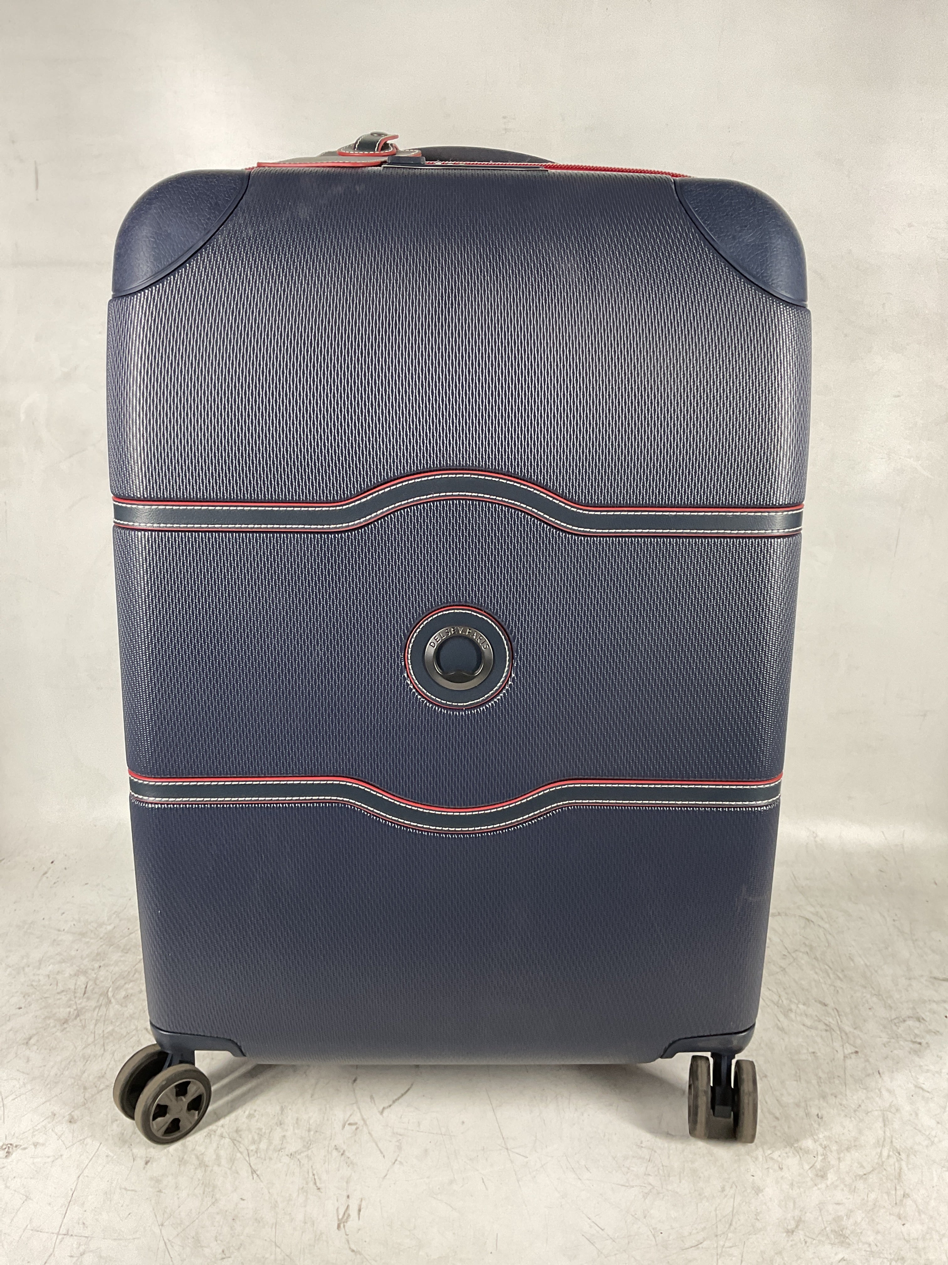 DELSEY Paris Chatelet Air 2.0 Hardside Luggage with Spinner Wheels ( Navy , Checked-Medium 24 Inch ) Navy Checked Medium 24 Inch U5