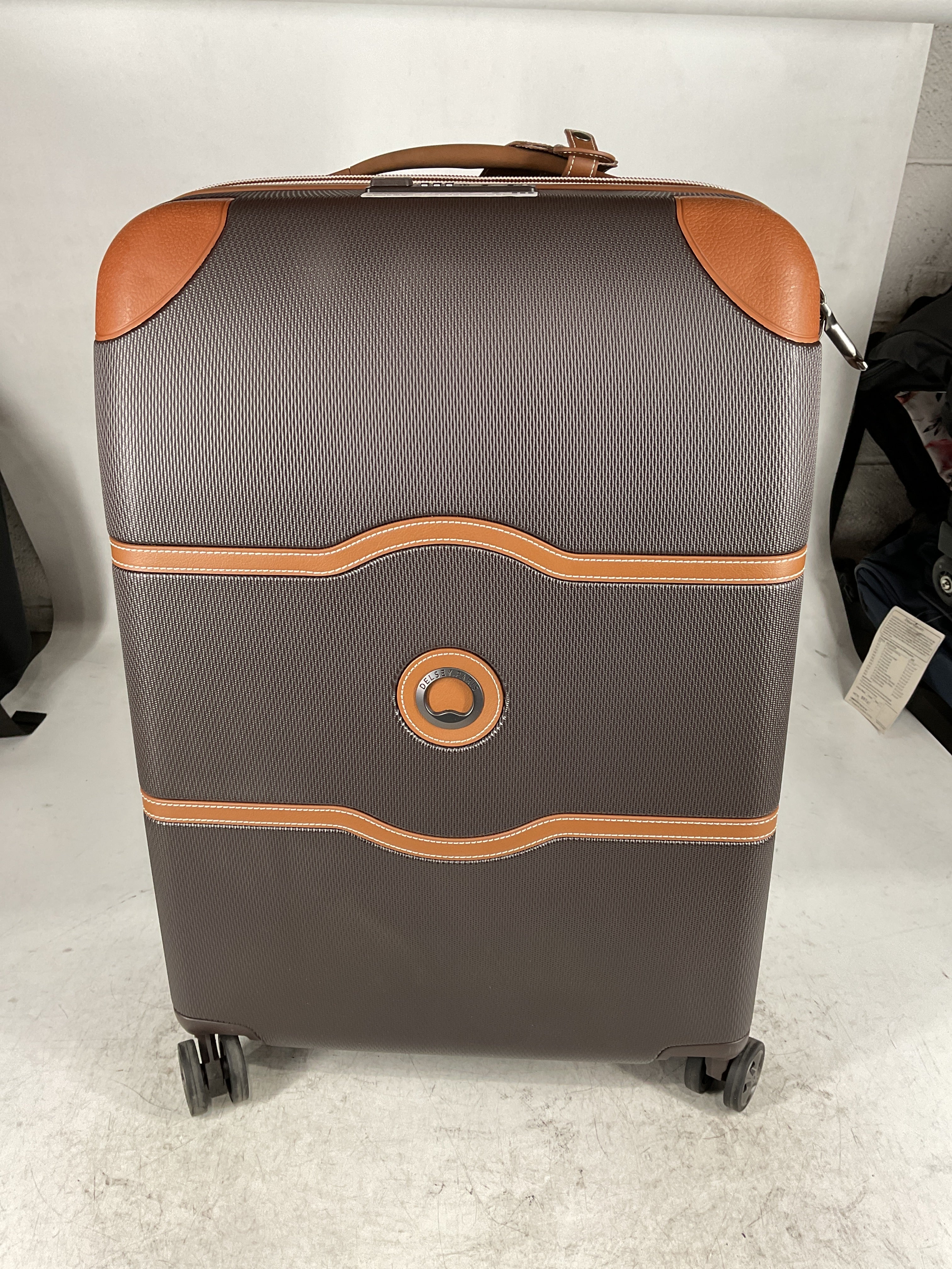 DELSEY Paris Chatelet Air 2.0 Hardside Luggage with Spinner Wheels Chocolate Brown Checked Medium 24 Inch U1