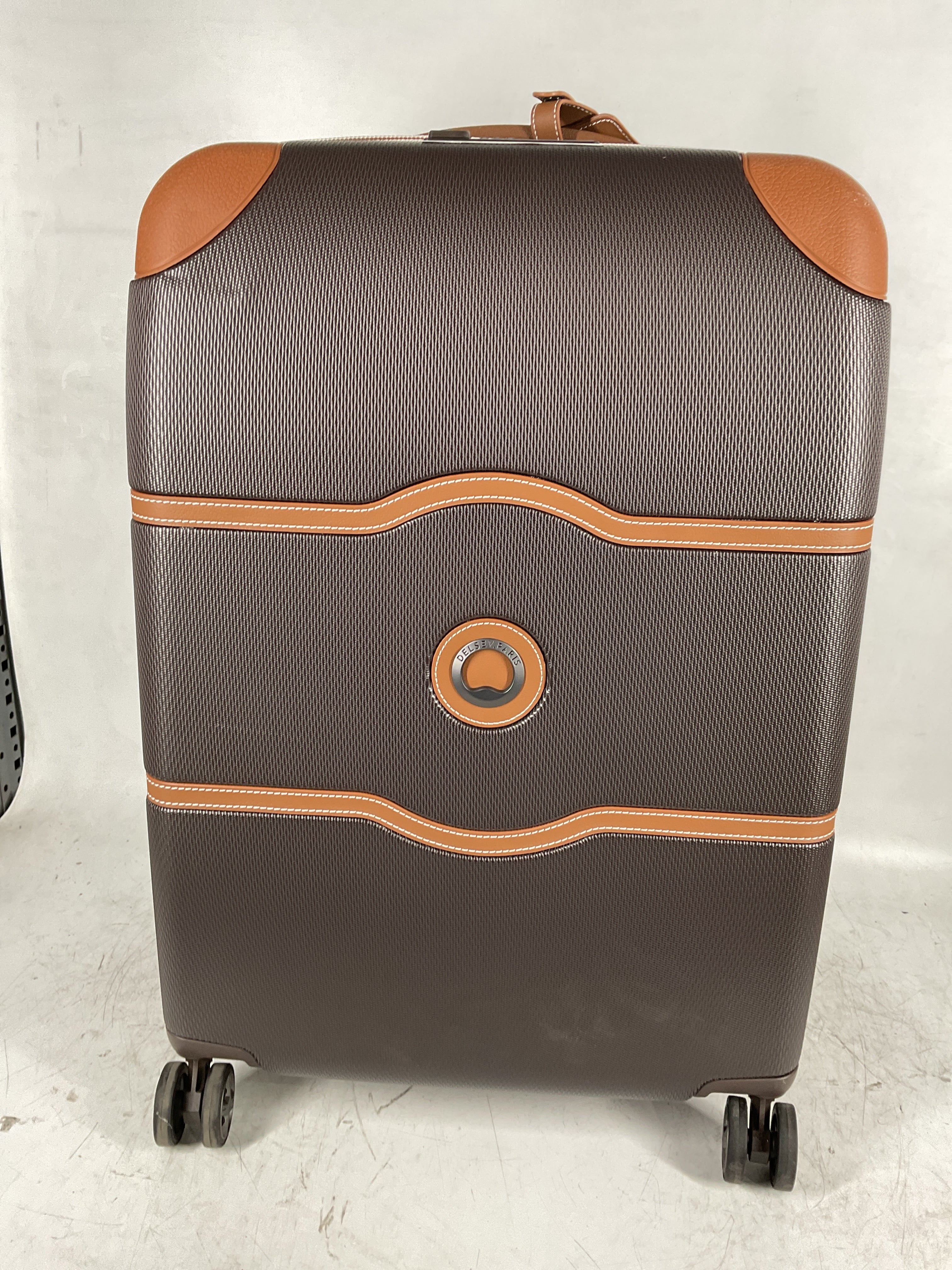 DELSEY Paris Chatelet Air 2.0 Hardside Luggage with Spinner Wheels ( Chocolate Brown , Checked-Medium 24 Inch ) Chocolate Brown Checked Medium 24 Inch U2