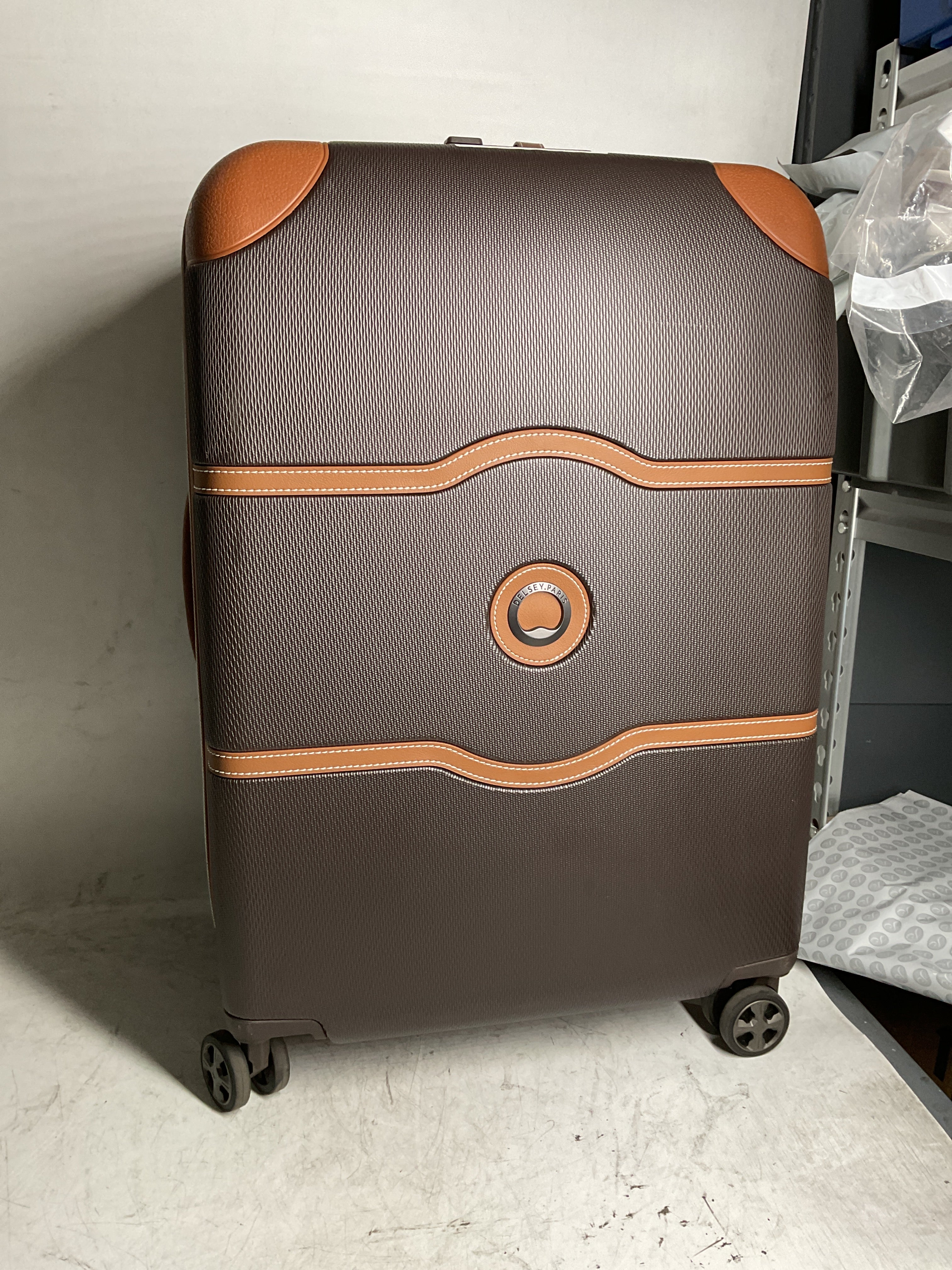 DELSEY Paris Chatelet Air 2.0 Hardside Luggage with Spinner Wheels ( Chocolate Brown , Checked-Medium 24 Inch ) Chocolate Brown Checked Medium 24 Inch U3