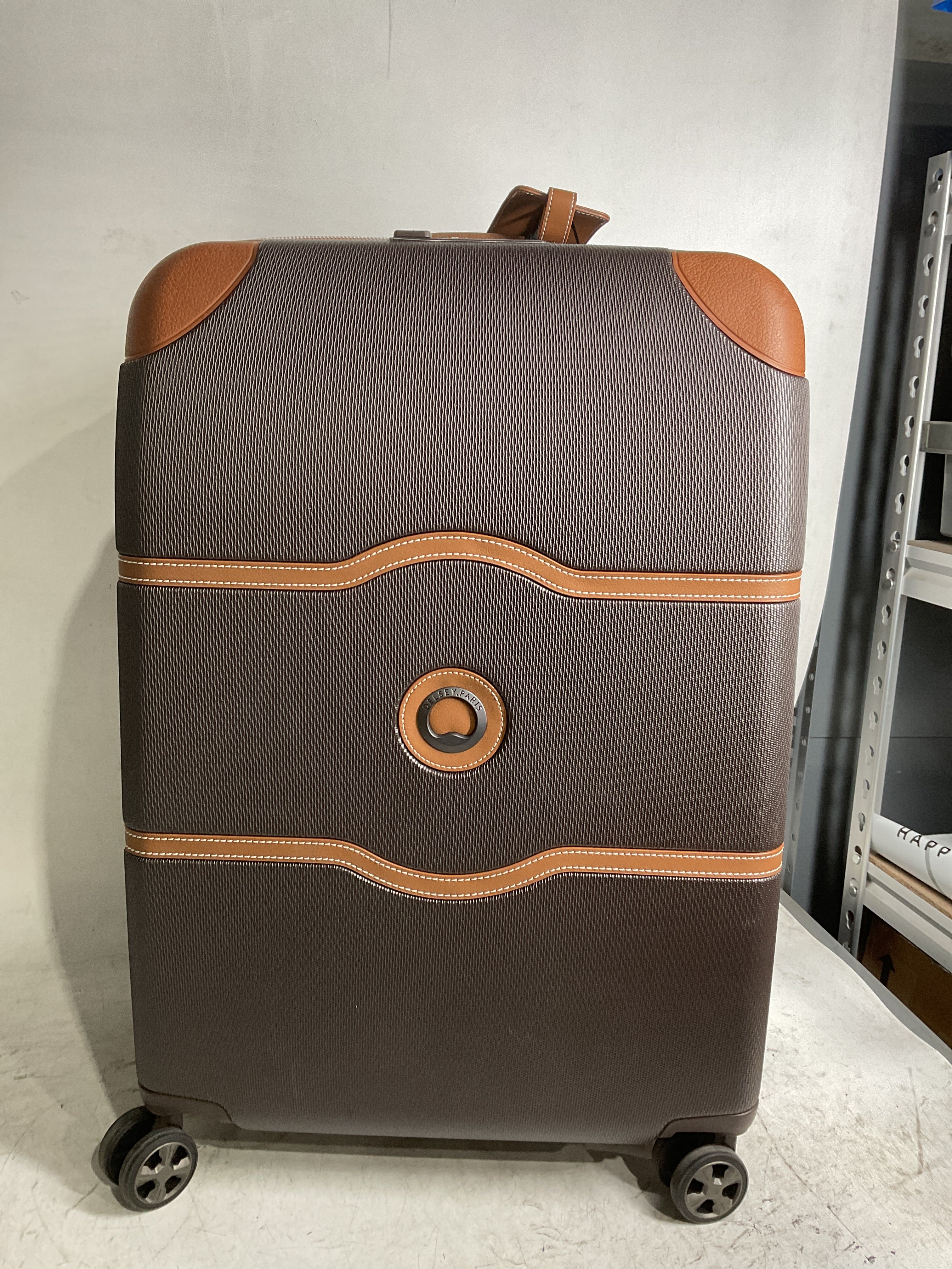 DELSEY Paris Chatelet Air 2.0 Hardside Luggage with Spinner Wheels ( Chocolate Brown , Checked-Medium 24 Inch ) Chocolate Brown Checked Medium 24 Inch U5