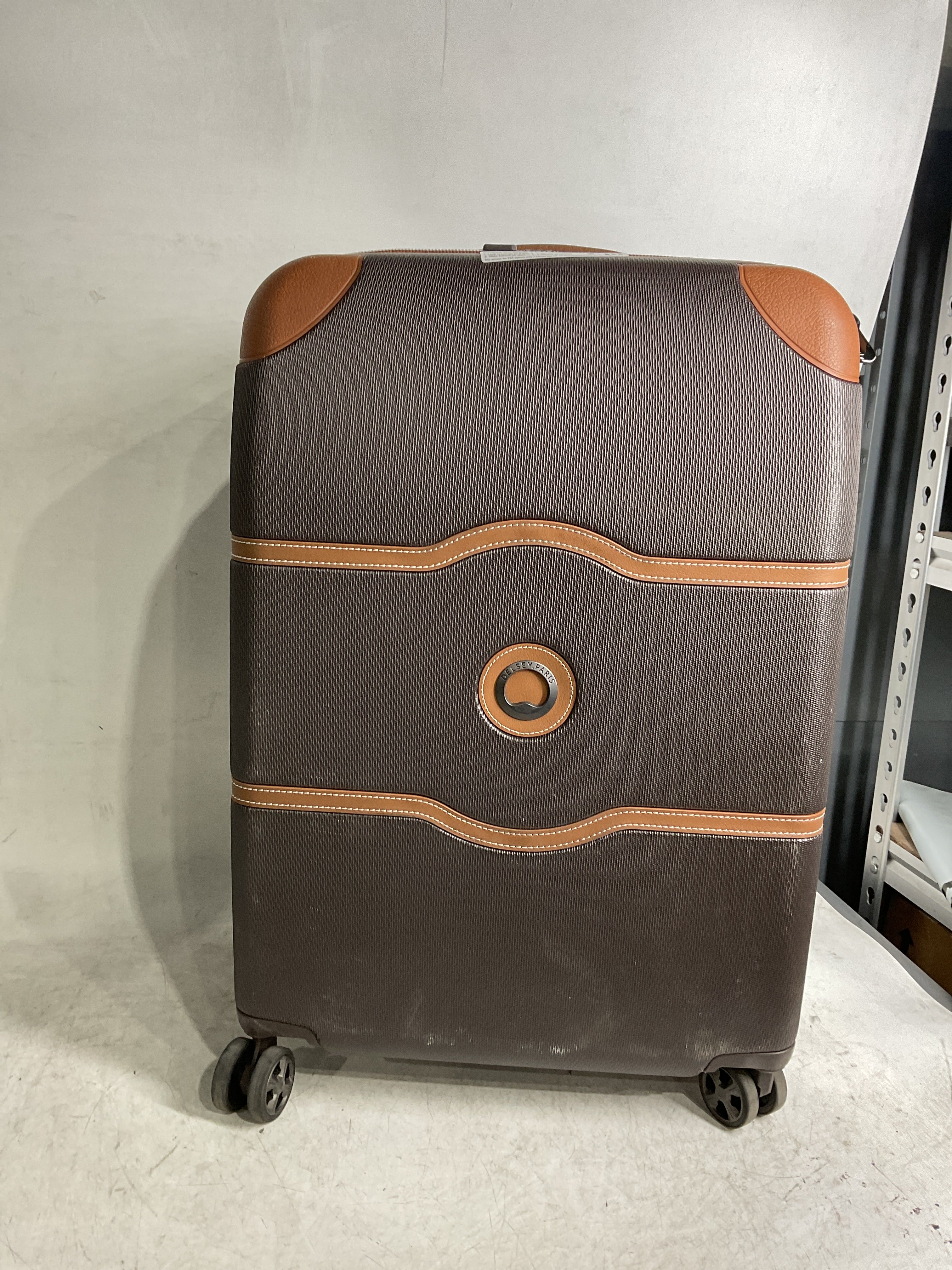 DELSEY Paris Chatelet Air 2.0 Hardside Luggage with Spinner Wheels ( Chocolate Brown , Checked-Medium 24 Inch ) Chocolate Brown Checked Medium 24 Inch U6