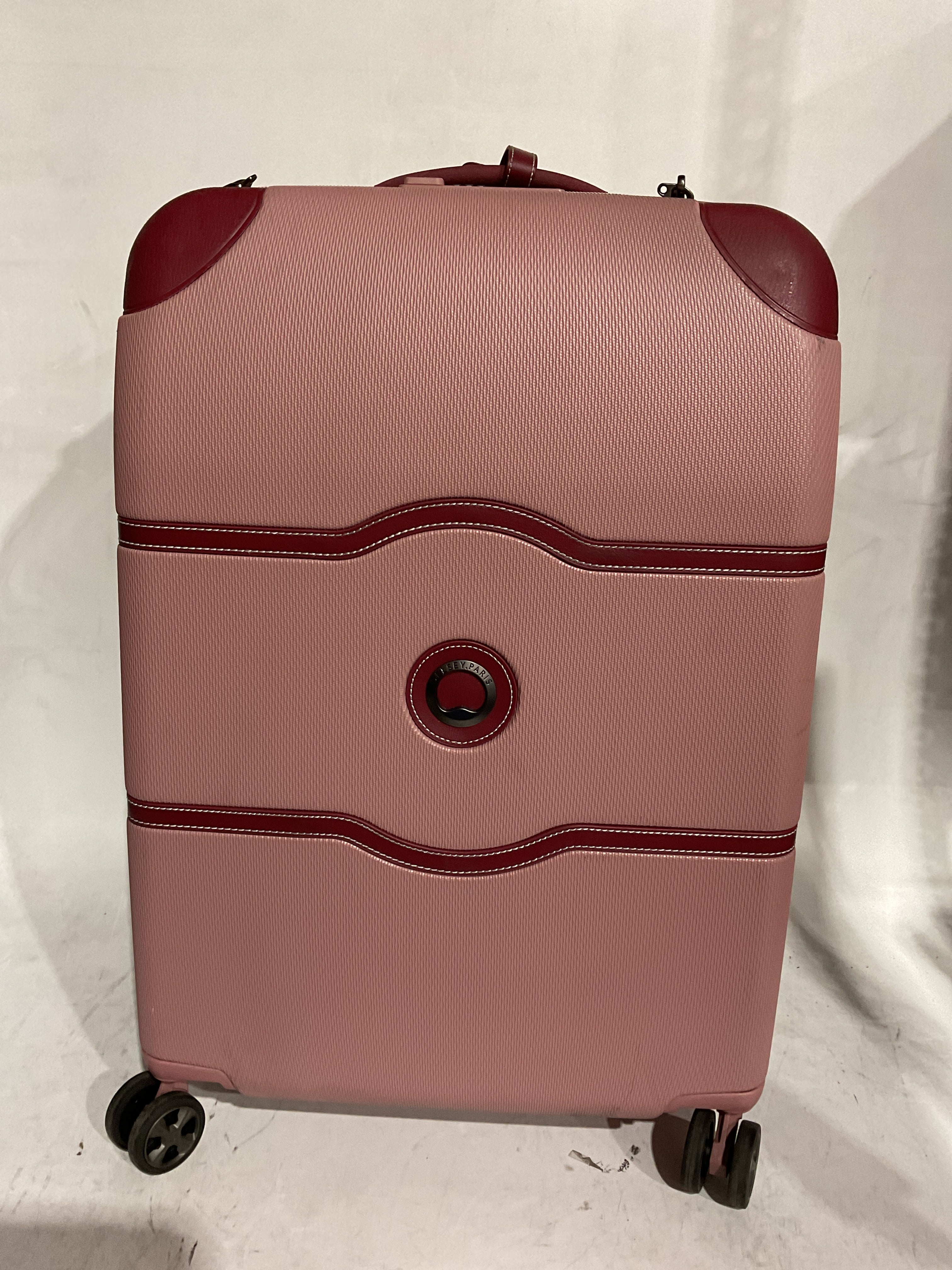DELSEY Paris Chatelet Air 2.0 Hardside Luggage with Spinner Wheels Pink Checked Medium 24 Inch U5