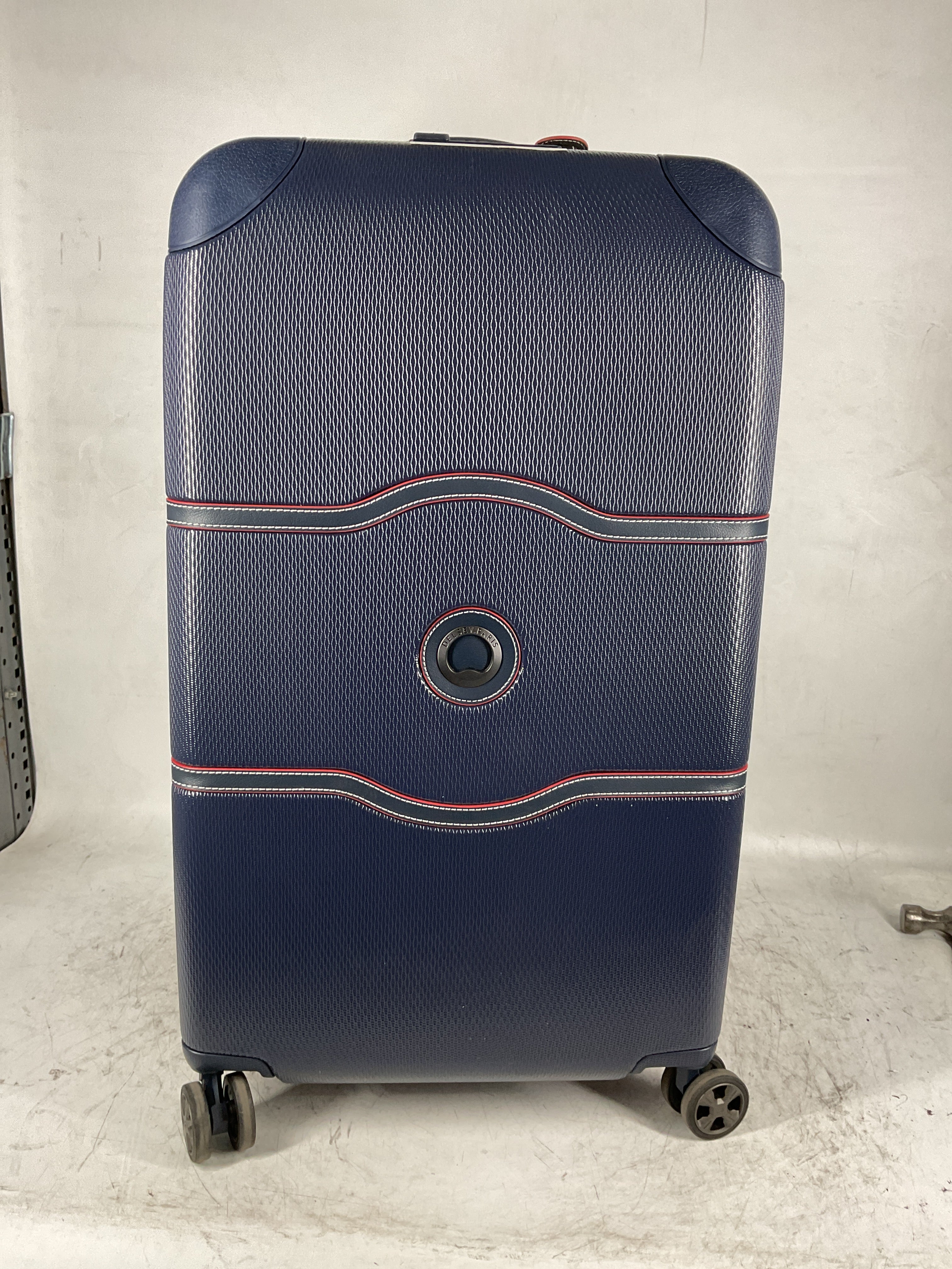DELSEY Paris Chatelet Air 2.0 Hardside Luggage with Spinner Wheels ( Navy , Checked-26 Inch Trunk ) Navy Checked 26 Inch Trunk U1