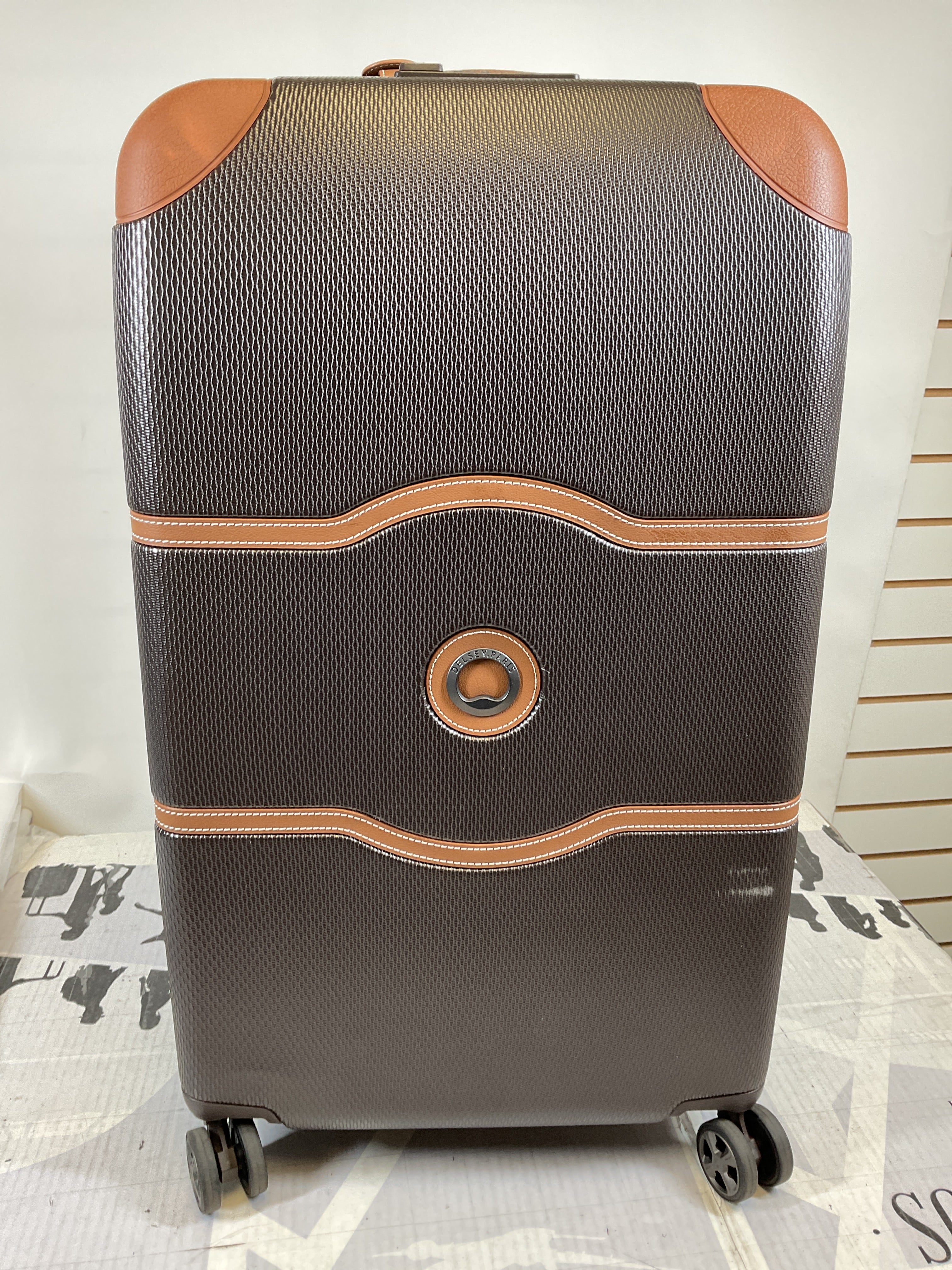 DELSEY Paris Chatelet Air 2.0 Hardside Luggage with Spinner Wheels ( Chocolate Brown , Checked-26 Inch Trunk ) Chocolate Brown Checked 26 Inch Trunk U10