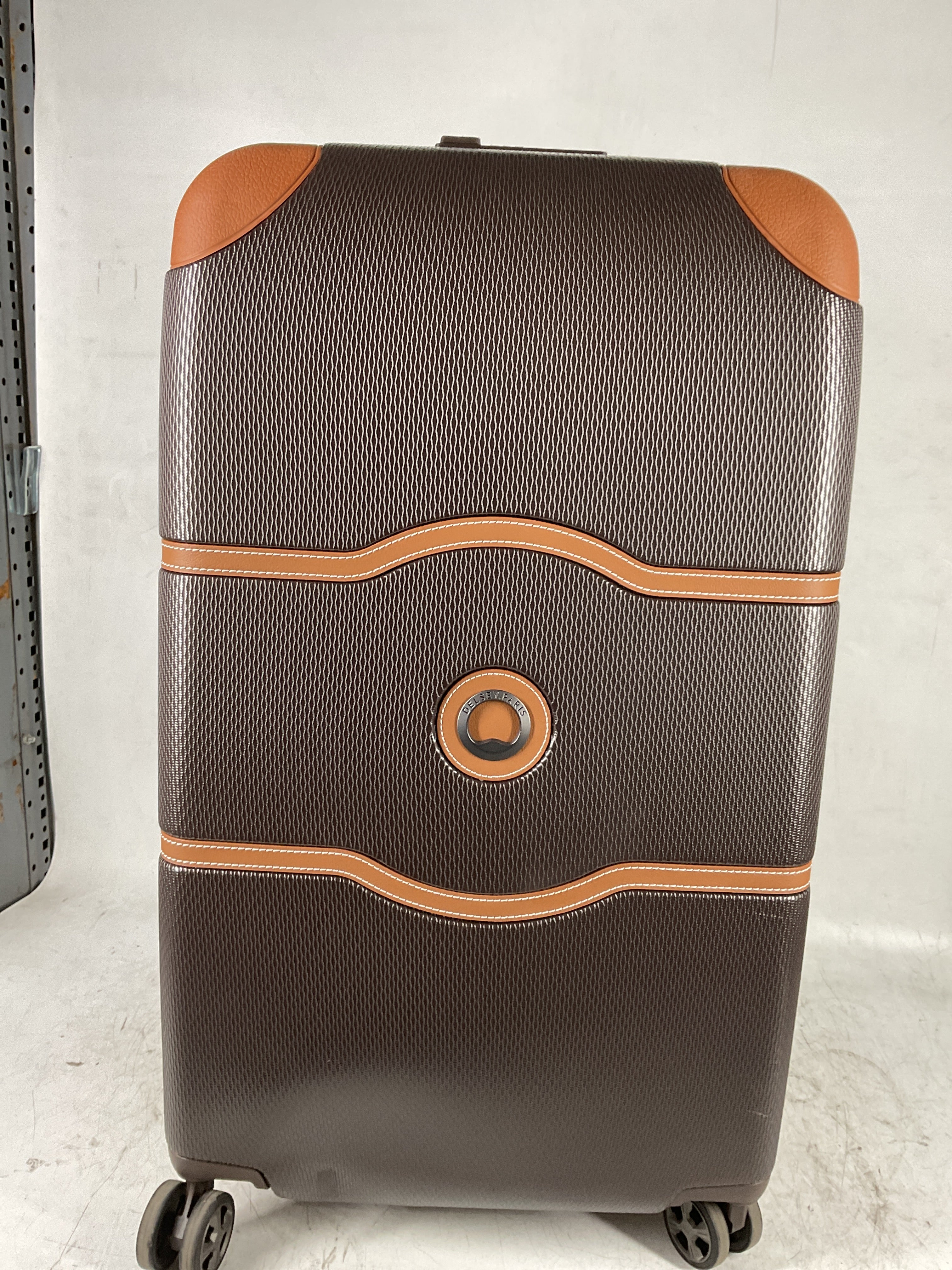 DELSEY Paris Chatelet Air 2.0 Hardside Luggage with Spinner Wheels ( Chocolate Brown , Checked-26 Inch Trunk ) Chocolate Brown Checked 26 Inch Trunk U4