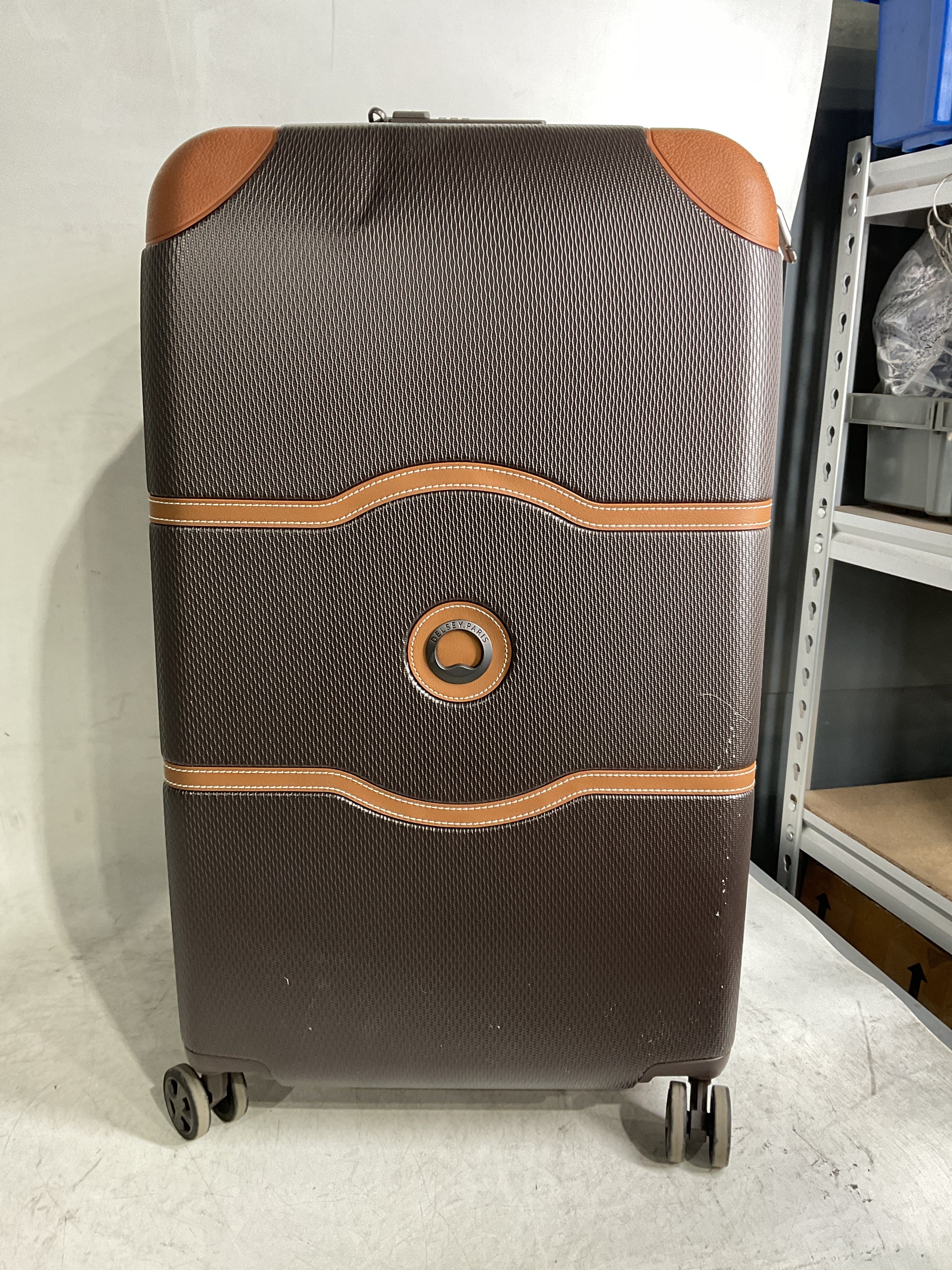 DELSEY Paris Chatelet Air 2.0 Hardside Luggage with Spinner Wheels ( Chocolate Brown , Checked-26 Inch Trunk ) Chocolate Brown Checked 26 Inch Trunk U5