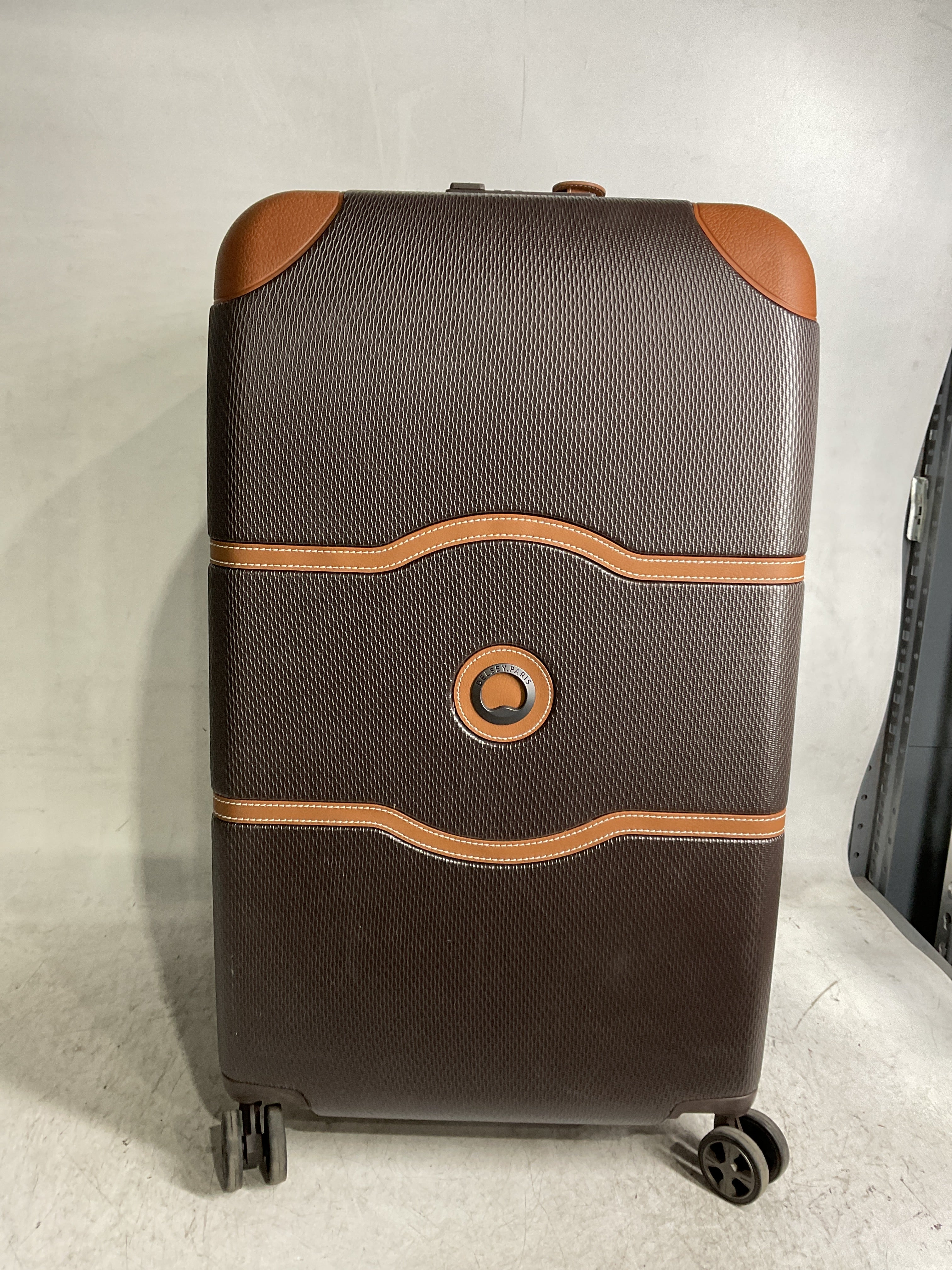 DELSEY Paris Chatelet Air 2.0 Hardside Luggage with Spinner Wheels ( Chocolate Brown , Checked-26 Inch Trunk ) Chocolate Brown Checked 26 Inch Trunk U6