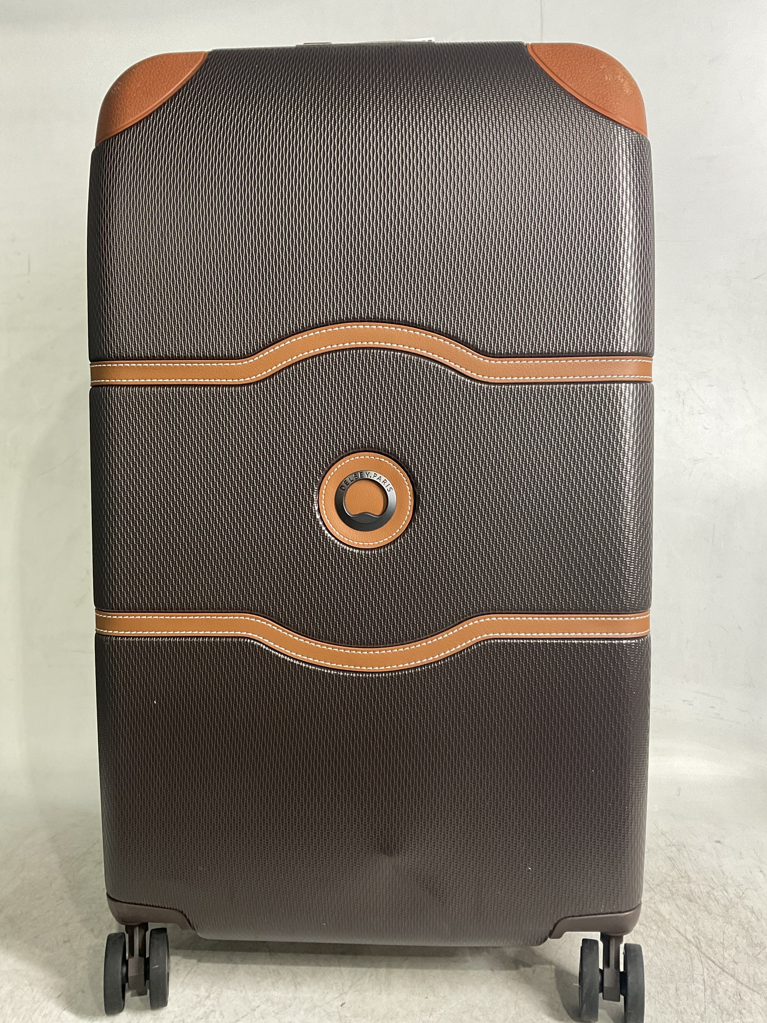 DELSEY Paris Chatelet Air 2.0 Hardside Luggage with Spinner Wheels ( Chocolate Brown , Checked-26 Inch Trunk ) Chocolate Brown Checked 26 Inch Trunk U7