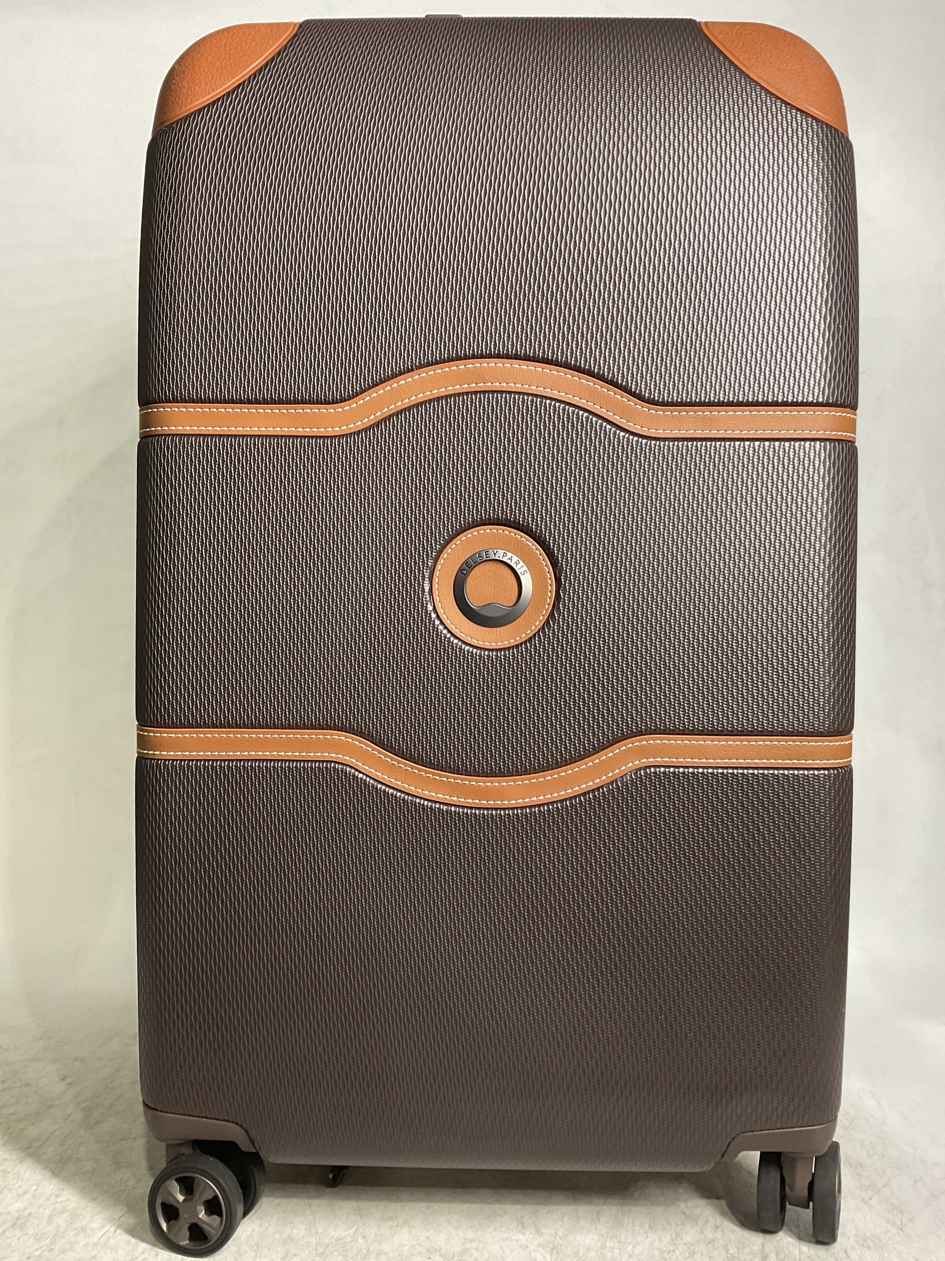 DELSEY Paris Chatelet Air 2.0 Hardside Luggage with Spinner Wheels ( Chocolate Brown , Checked-26 Inch Trunk ) Chocolate Brown Checked 26 Inch Trunk U8
