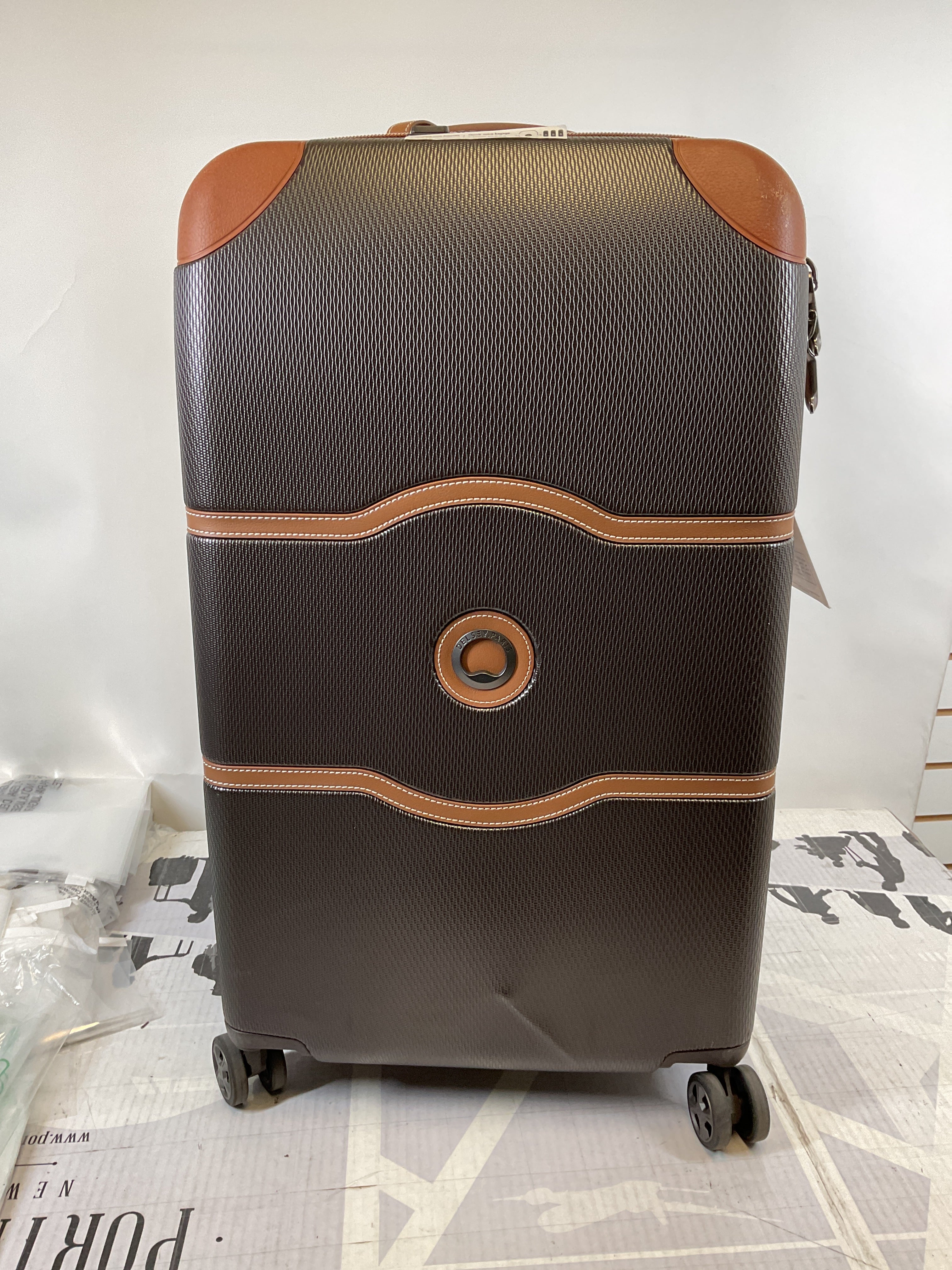 DELSEY Paris Chatelet Air 2.0 Hardside Luggage with Spinner Wheels ( Chocolate Brown , Checked-26 Inch Trunk ) Chocolate Brown Checked 26 Inch Trunk U9