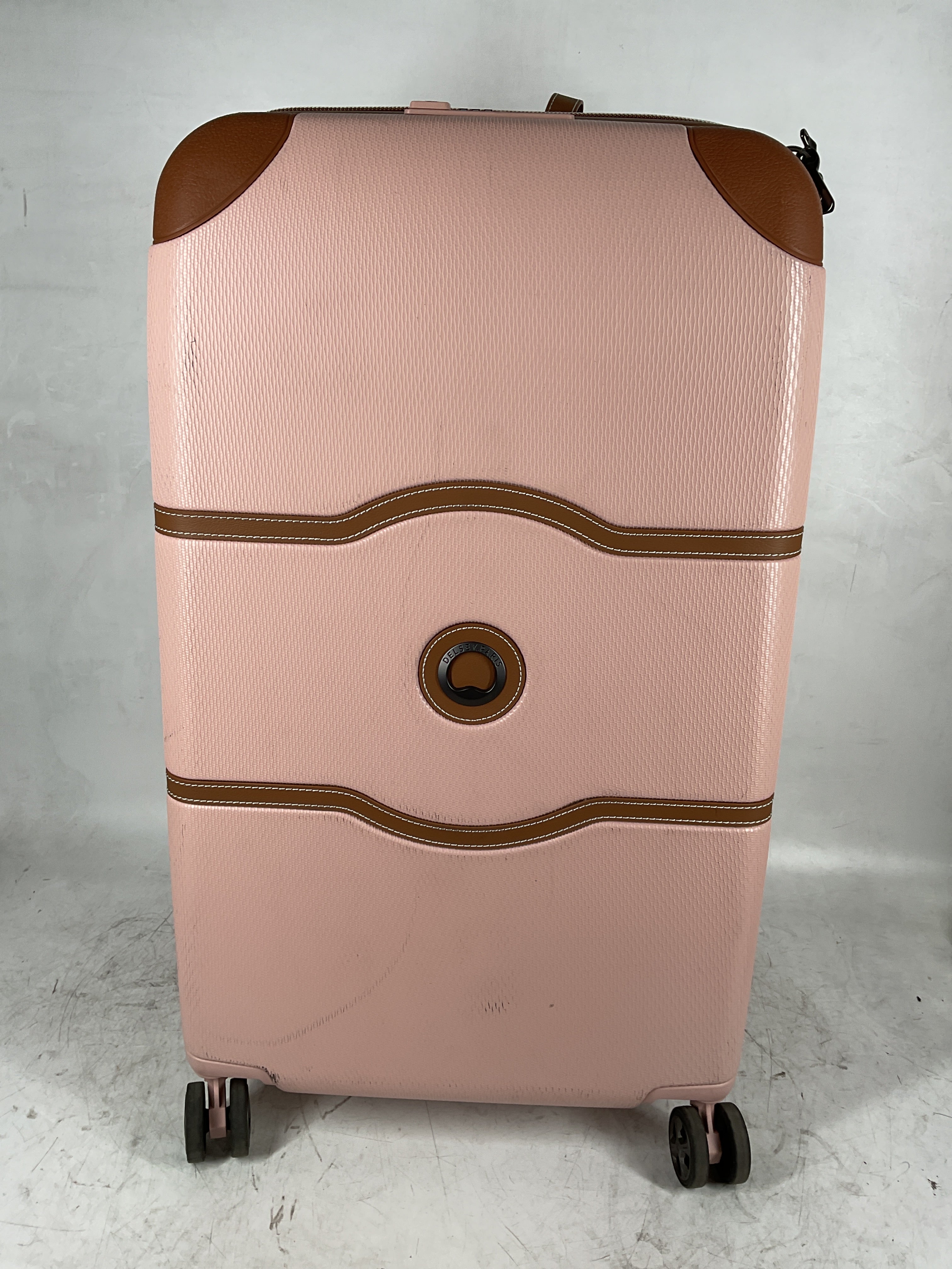 DELSEY Paris Chatelet Air 2.0 Hardside Luggage with Spinner Wheels ( Blush , Checked-26 Inch Trunk ) Blush Checked 26 Inch Trunk U1