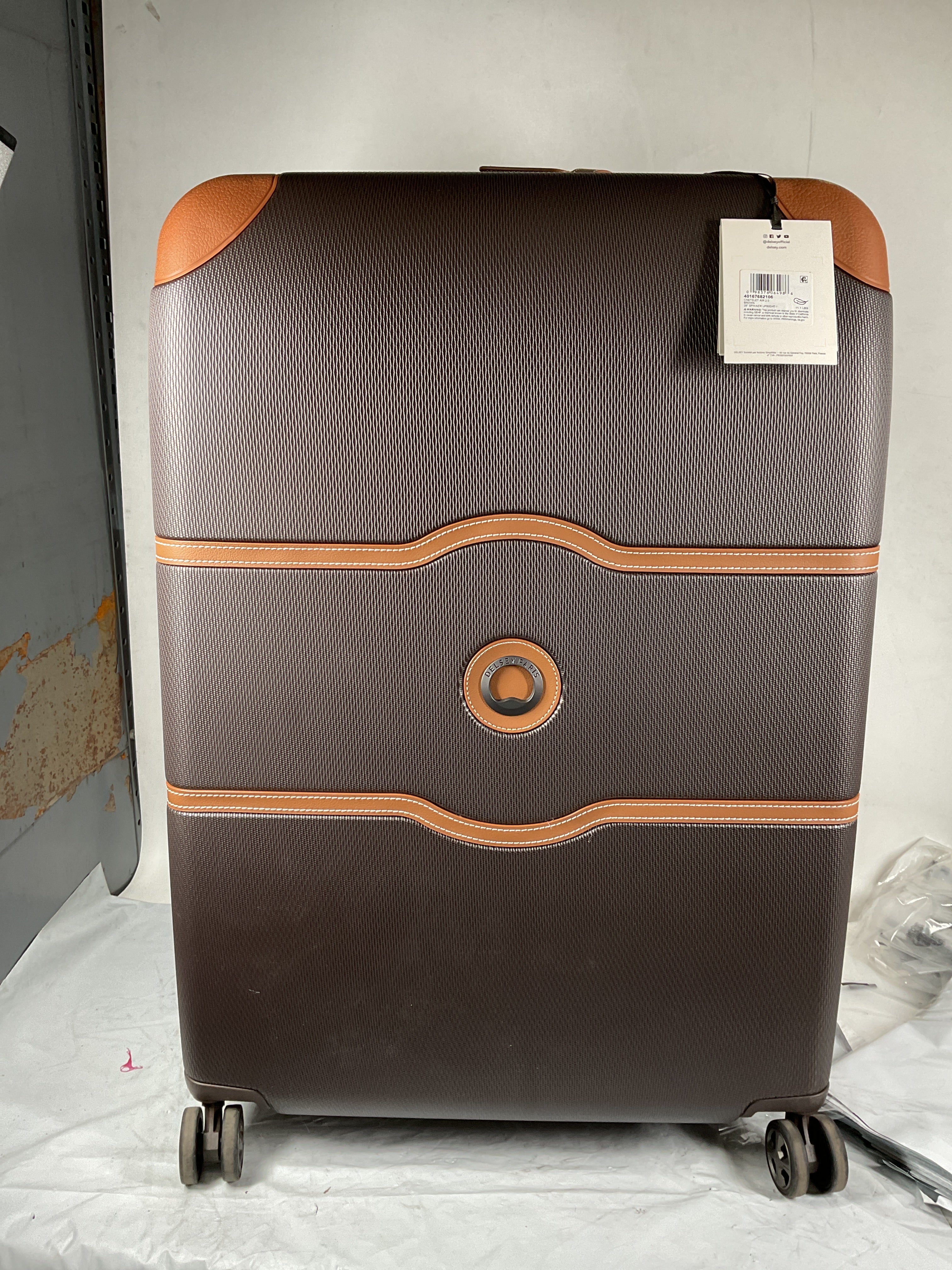 DELSEY Paris Chatelet Air 2.0 Hardside Luggage with Spinner Wheels ( Chocolate Brown , Checked-Large 28 Inch ) Chocolate Brown Checked Large 28 Inch U4