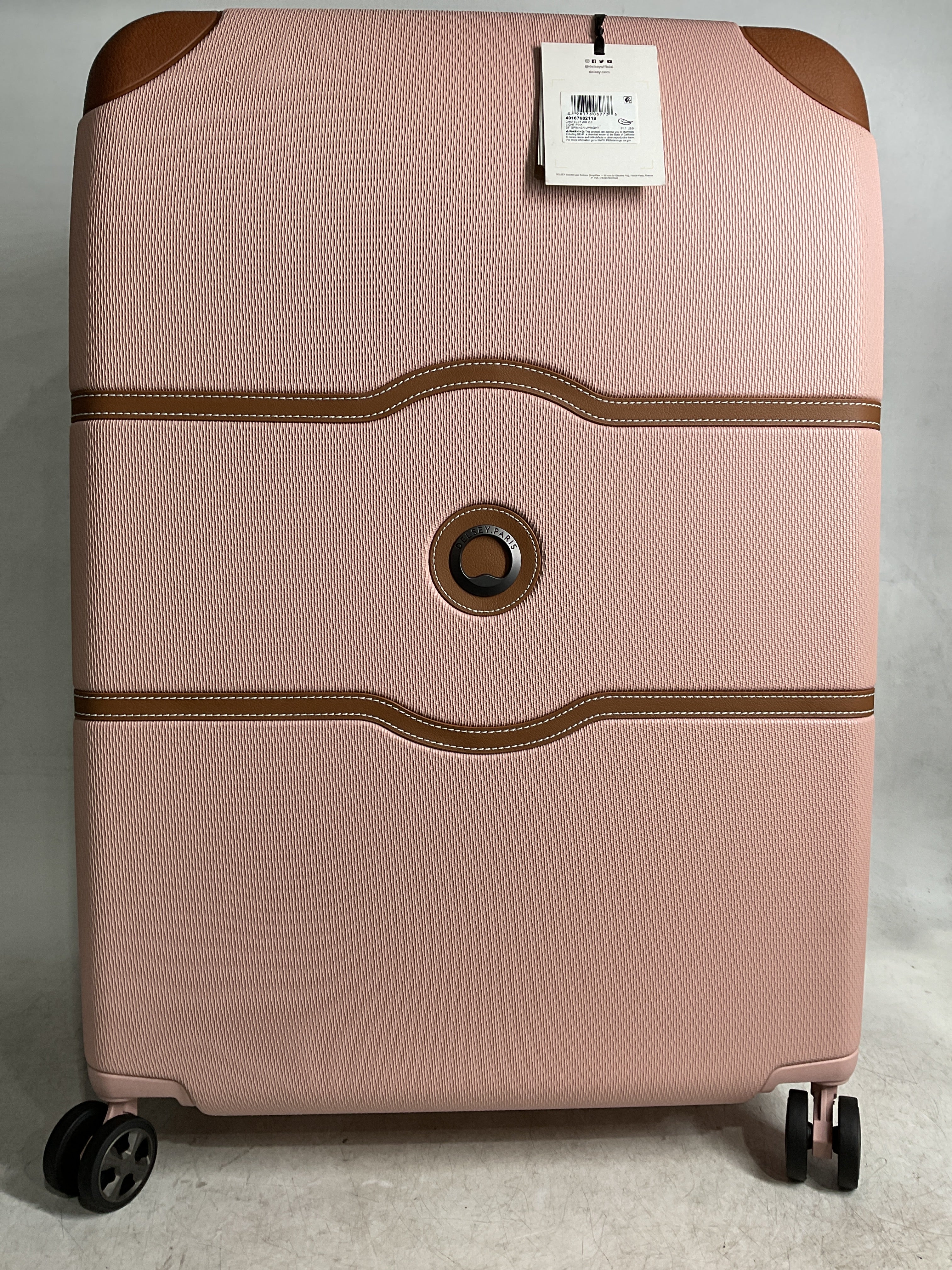 DELSEY Paris Chatelet Air 2.0 Hardside Luggage with Spinner Wheels ( Blush , Checked-Large 28 Inch ) Blush Checked Large 28 Inch U2